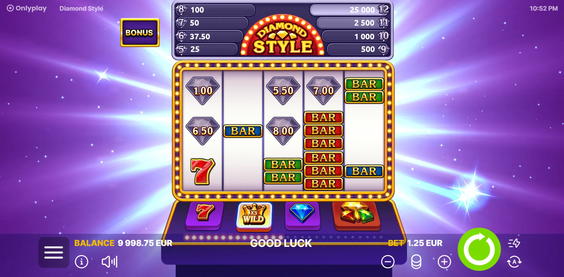 Diamond Style slot gameplay screenshot