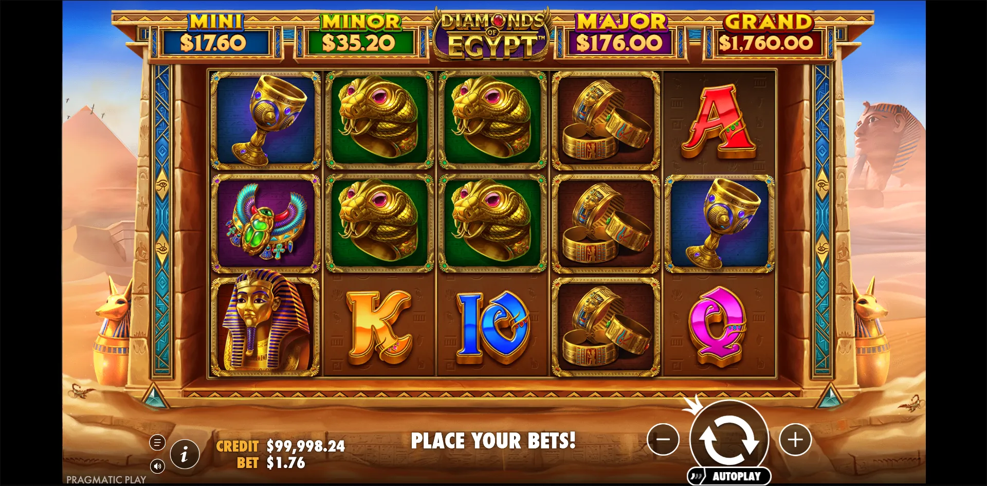 Diamonds Of Egypt slot gameplay screenshot