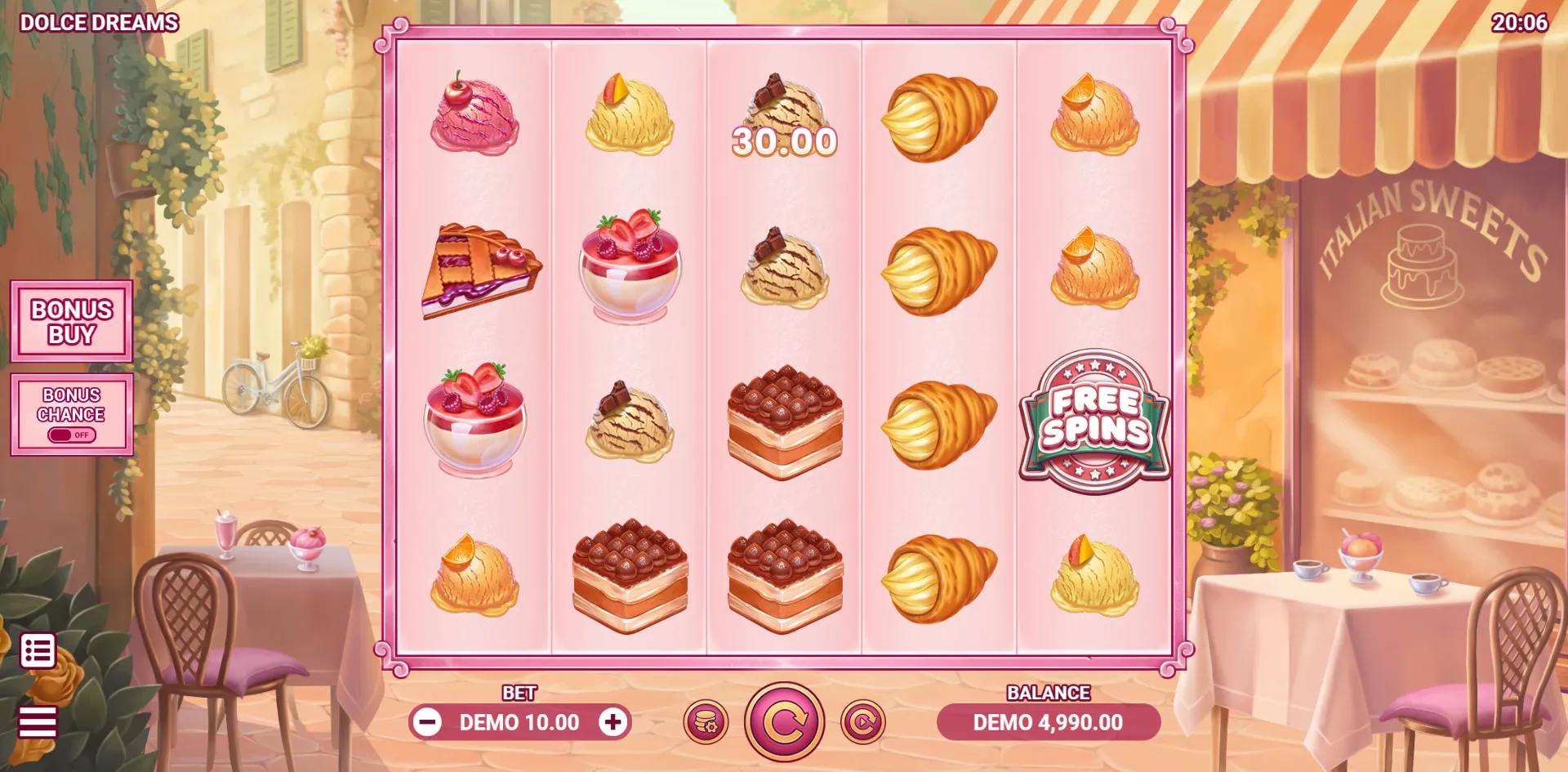 Dolce Dreams slot gameplay screenshot