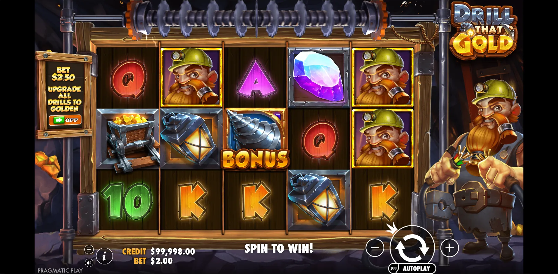 Drill That Gold slot gameplay screenshot