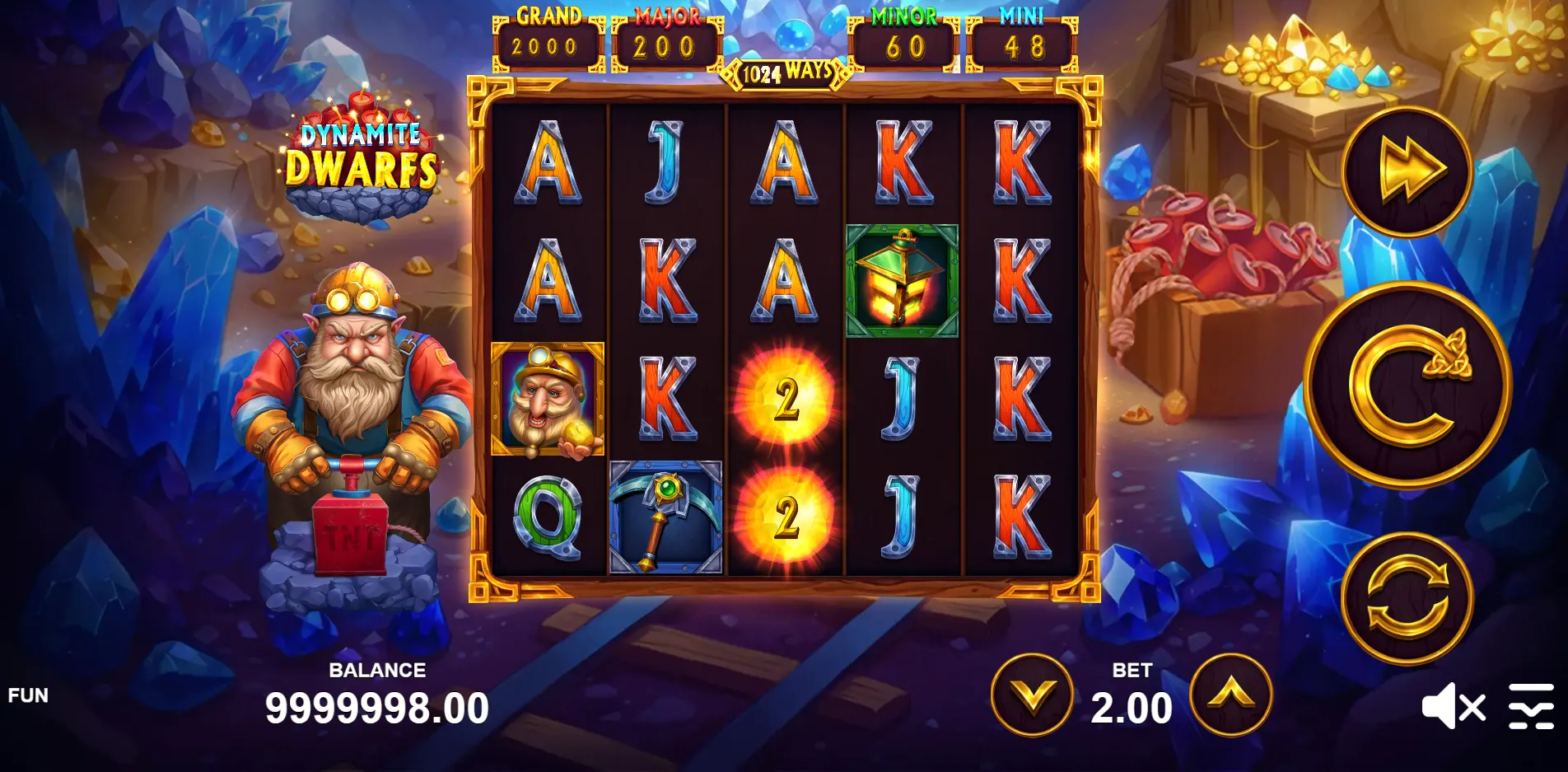 Dynamite Dwarfs slot gameplay screenshot