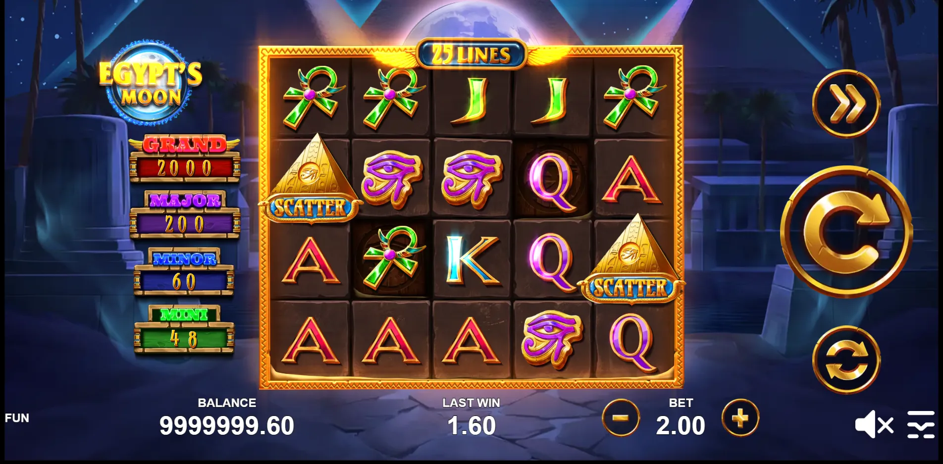 Egypt's Moon slot gameplay screenshot