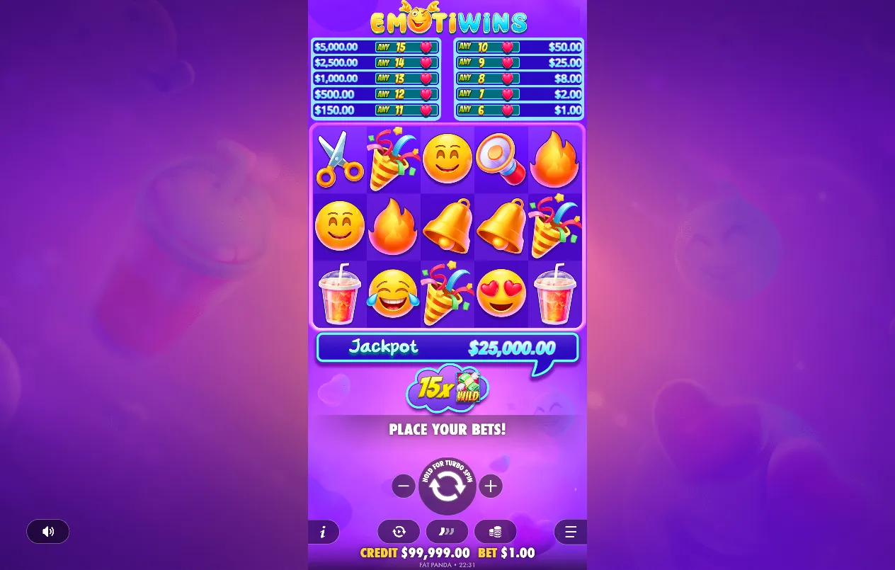 Emotiwins slot gameplay screenshot