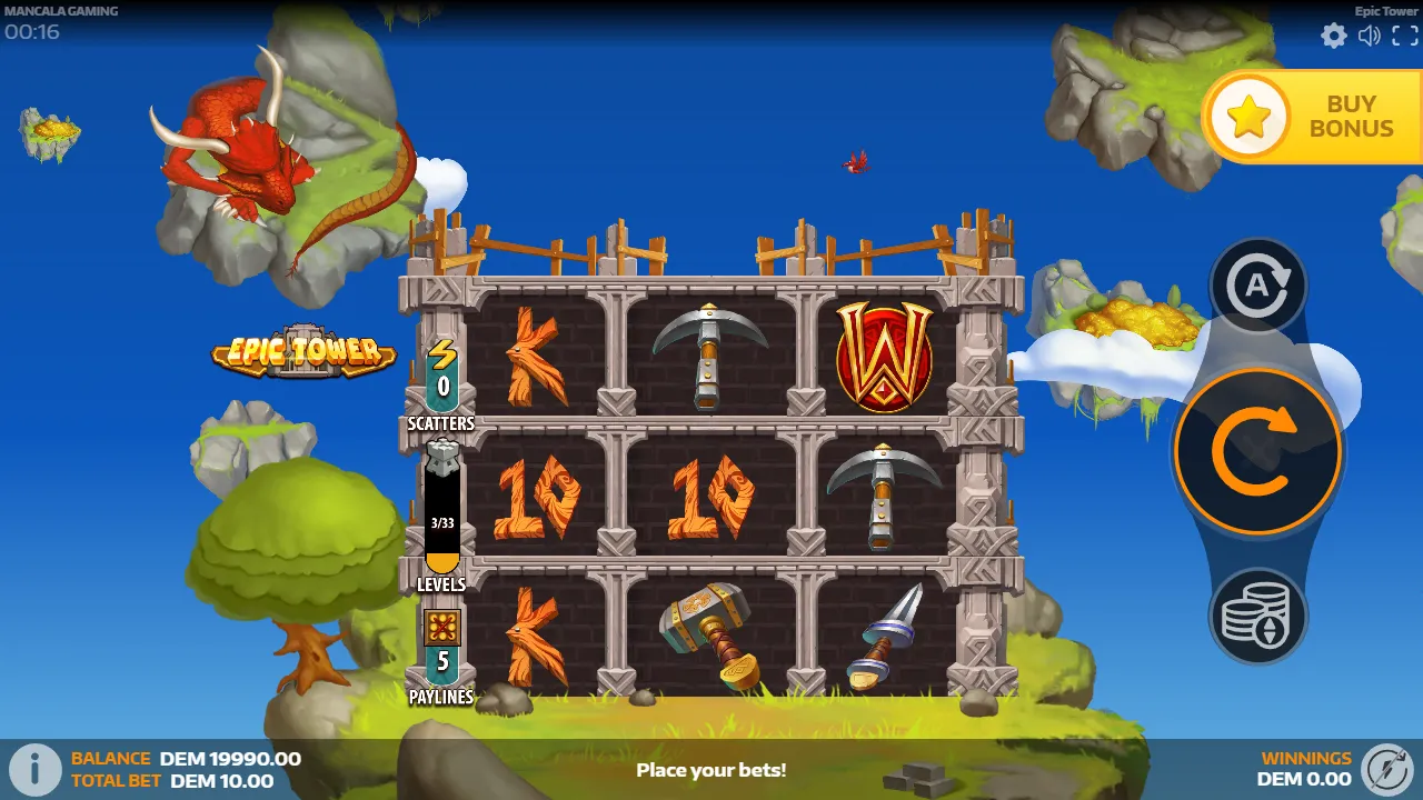 Epic Tower slot gameplay screenshot