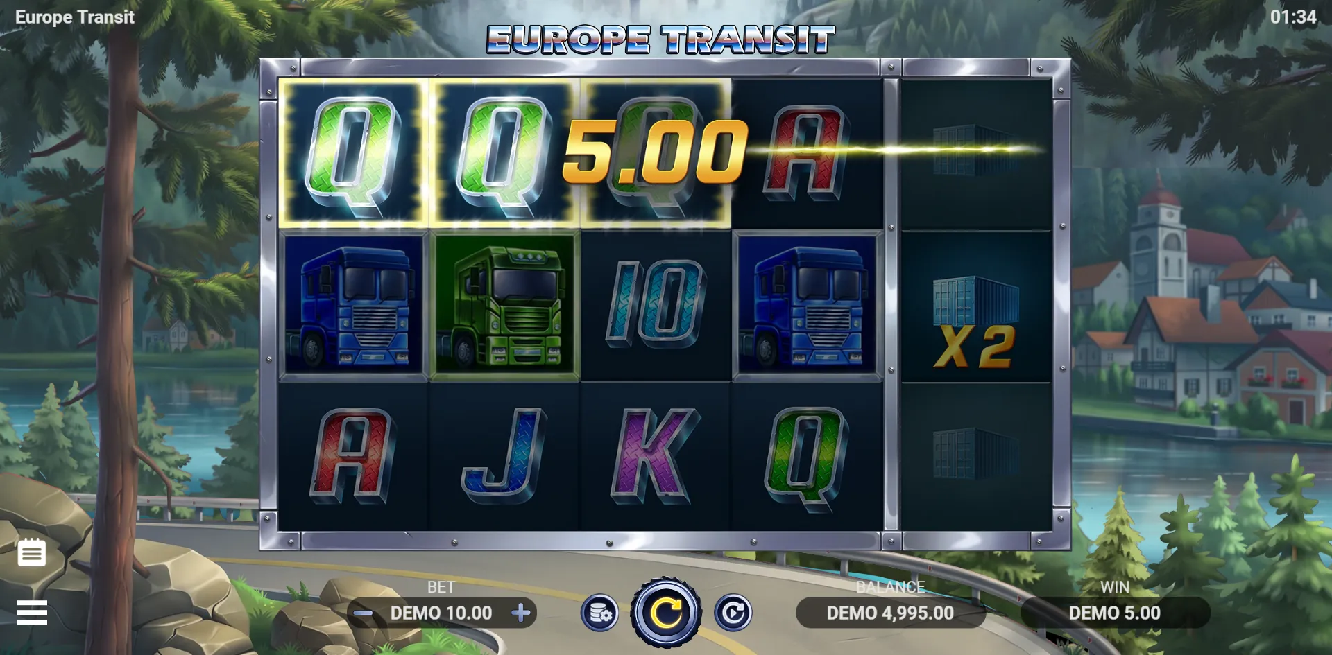 Europe Transit slot gameplay screenshot