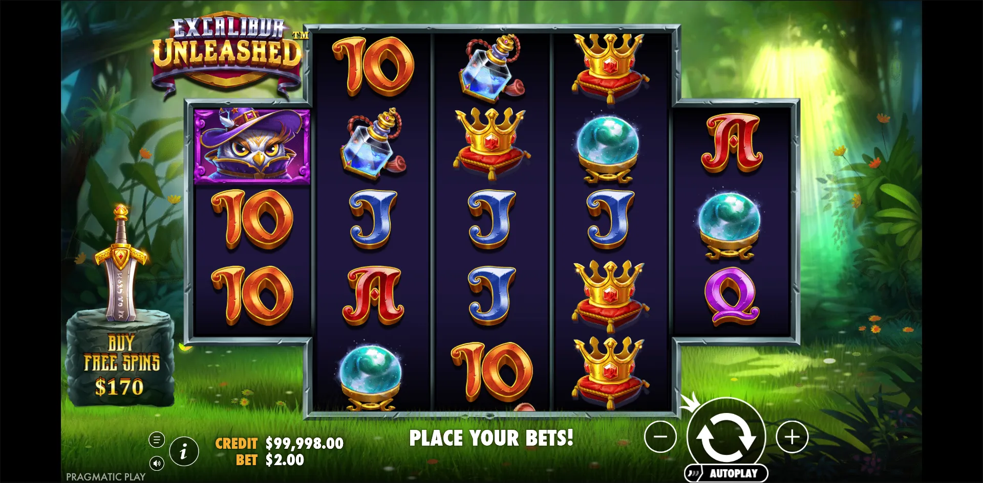Excalibur Unleashed slot gameplay screenshot
