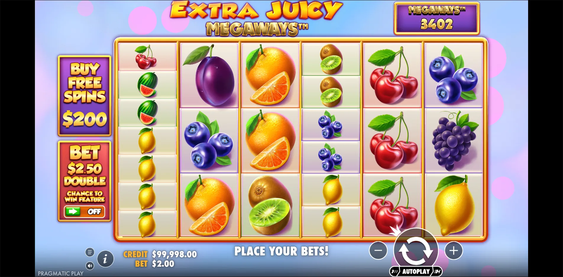 Extra Juicy Megaways slot gameplay screenshot