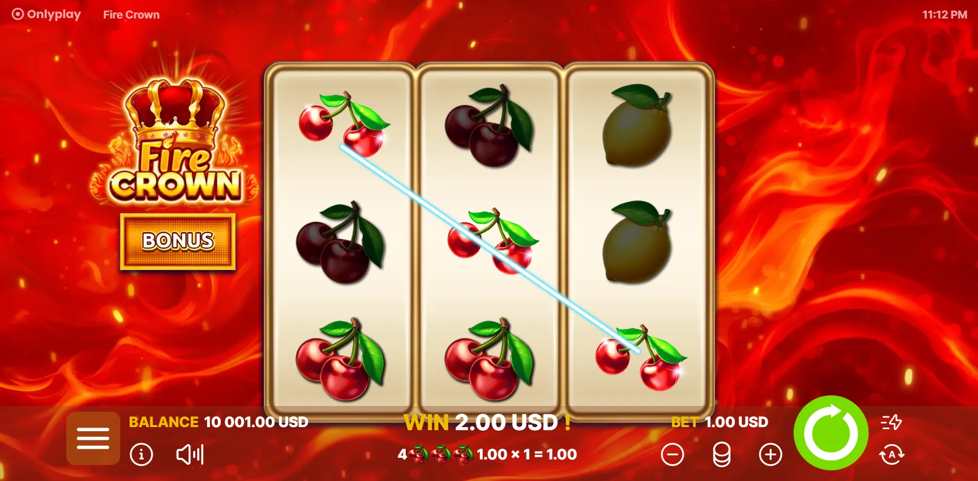 Fire Crown slot gameplay screenshot