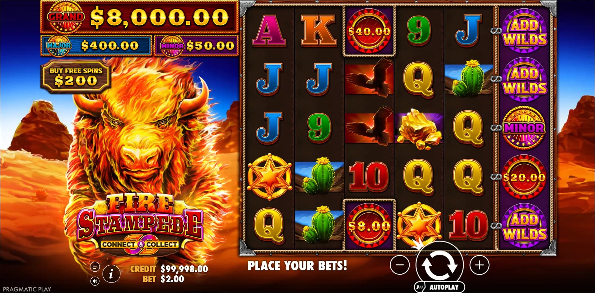 Fire Stampede slot gameplay screenshot