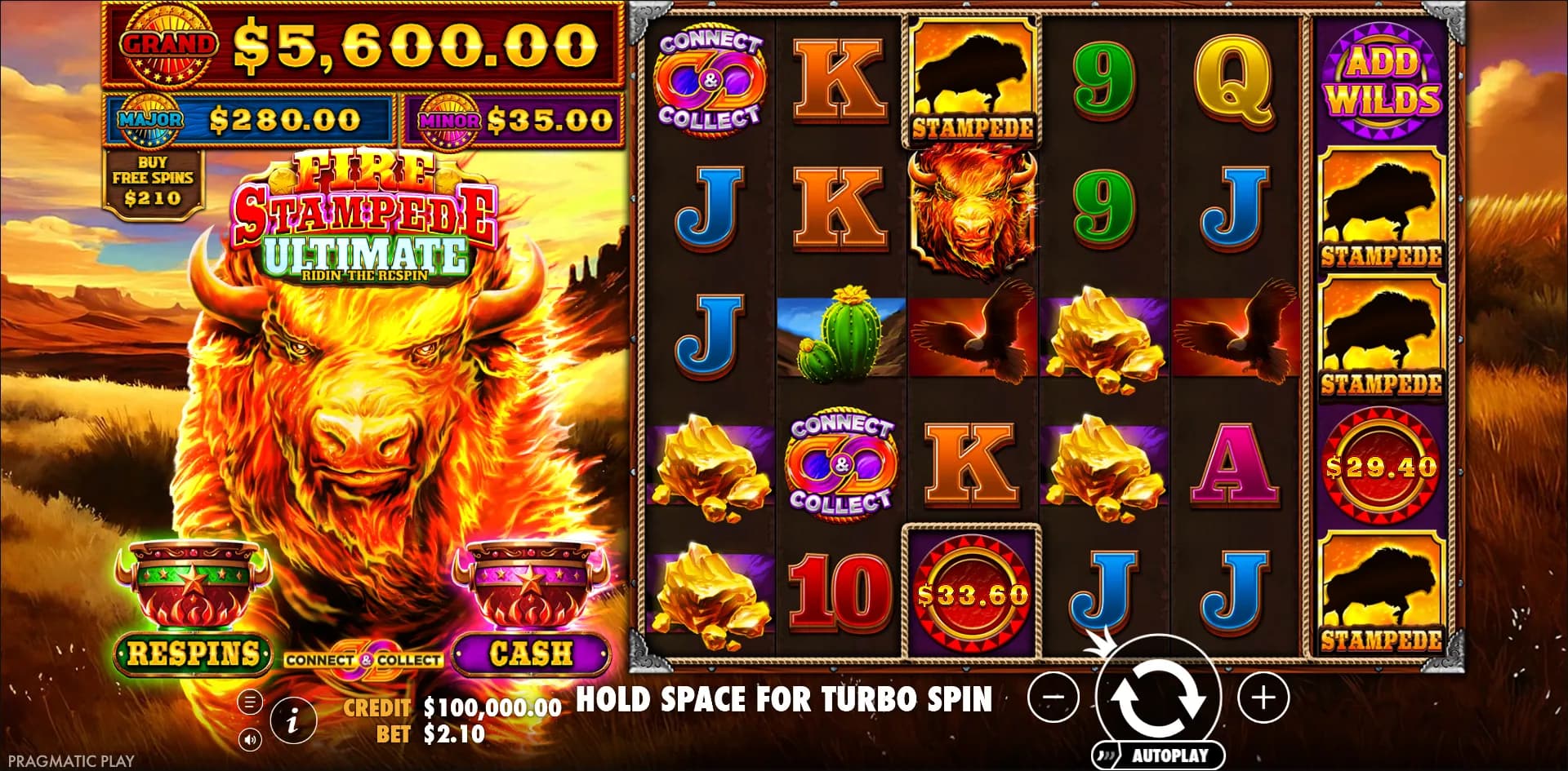 Fire Stampede Ultimate slot gameplay screenshot