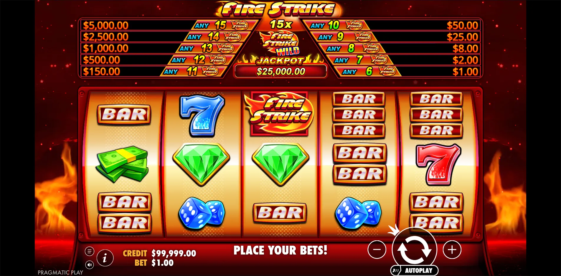Fire Strike slot gameplay screenshot