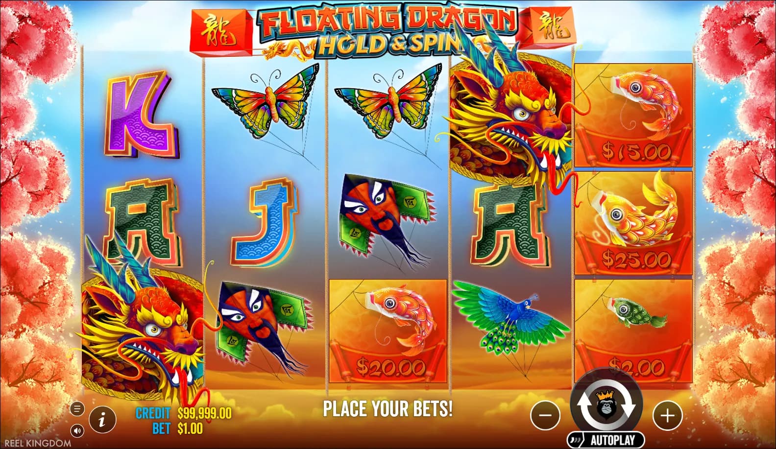 Floating Dragon Hold and Spin slot gameplay screenshot