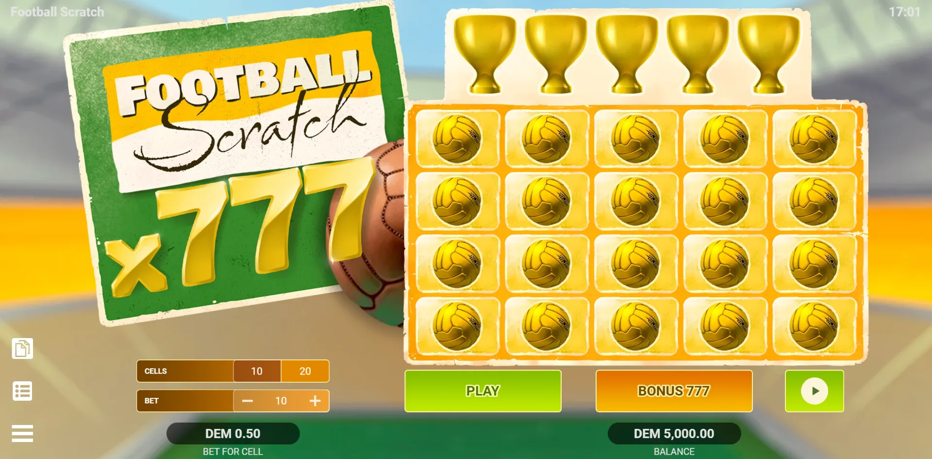 Football Scratch slot gameplay screenshot