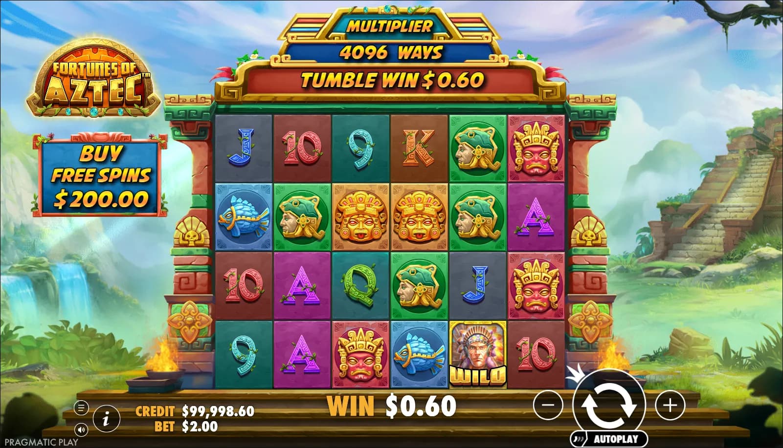 Fortunes of Aztec slot gameplay screenshot