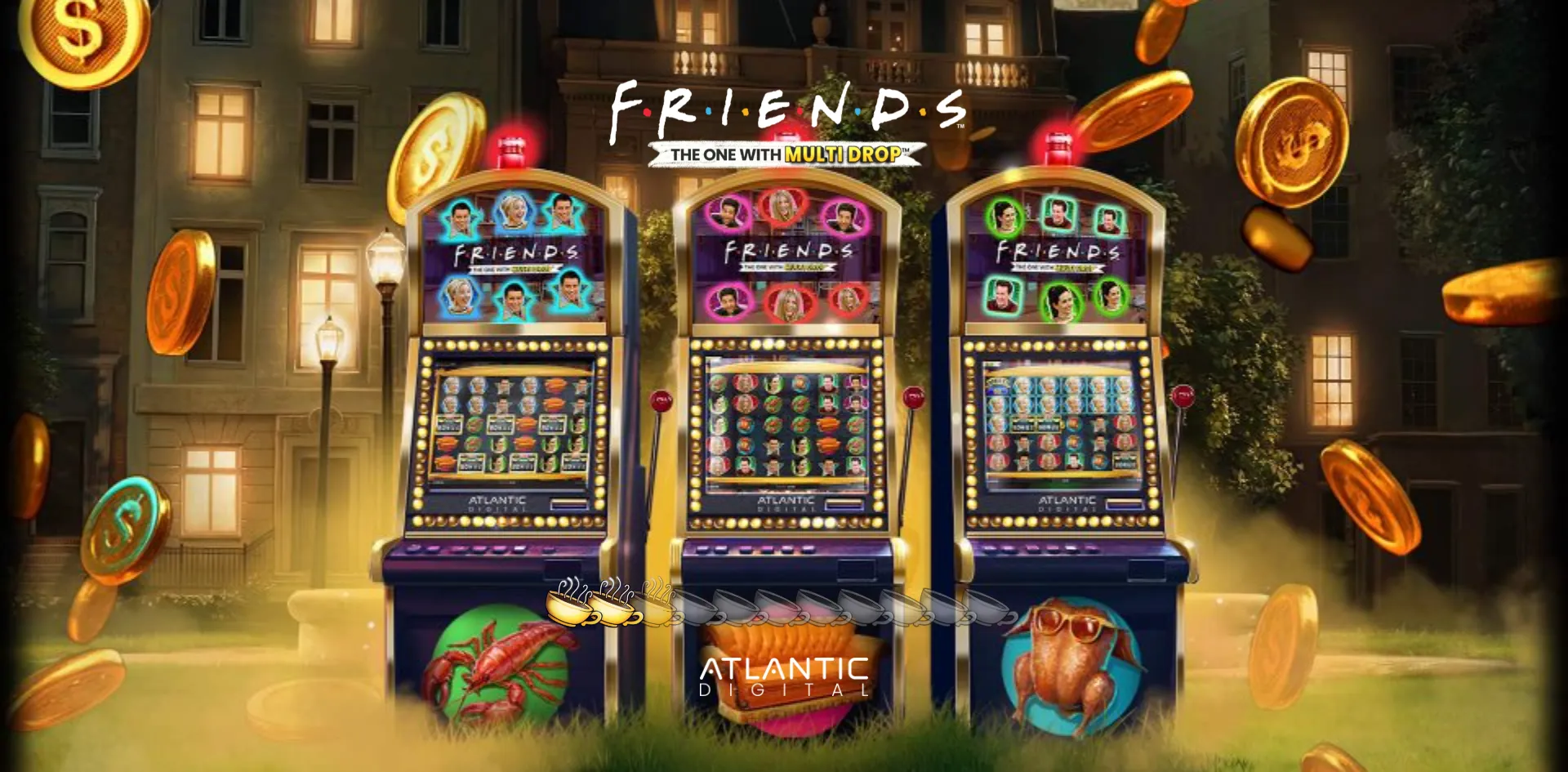 Friends. "The One With Multi Drop" slot gameplay screenshot