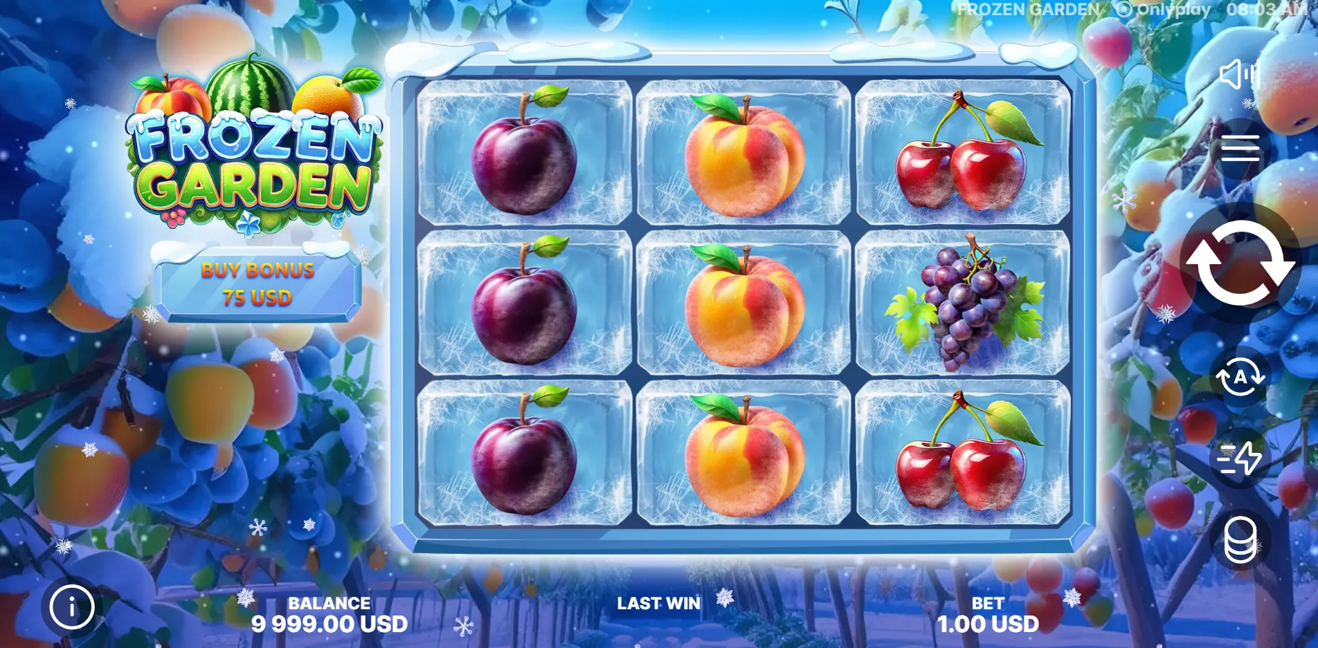 Frozen Garden slot gameplay screenshot