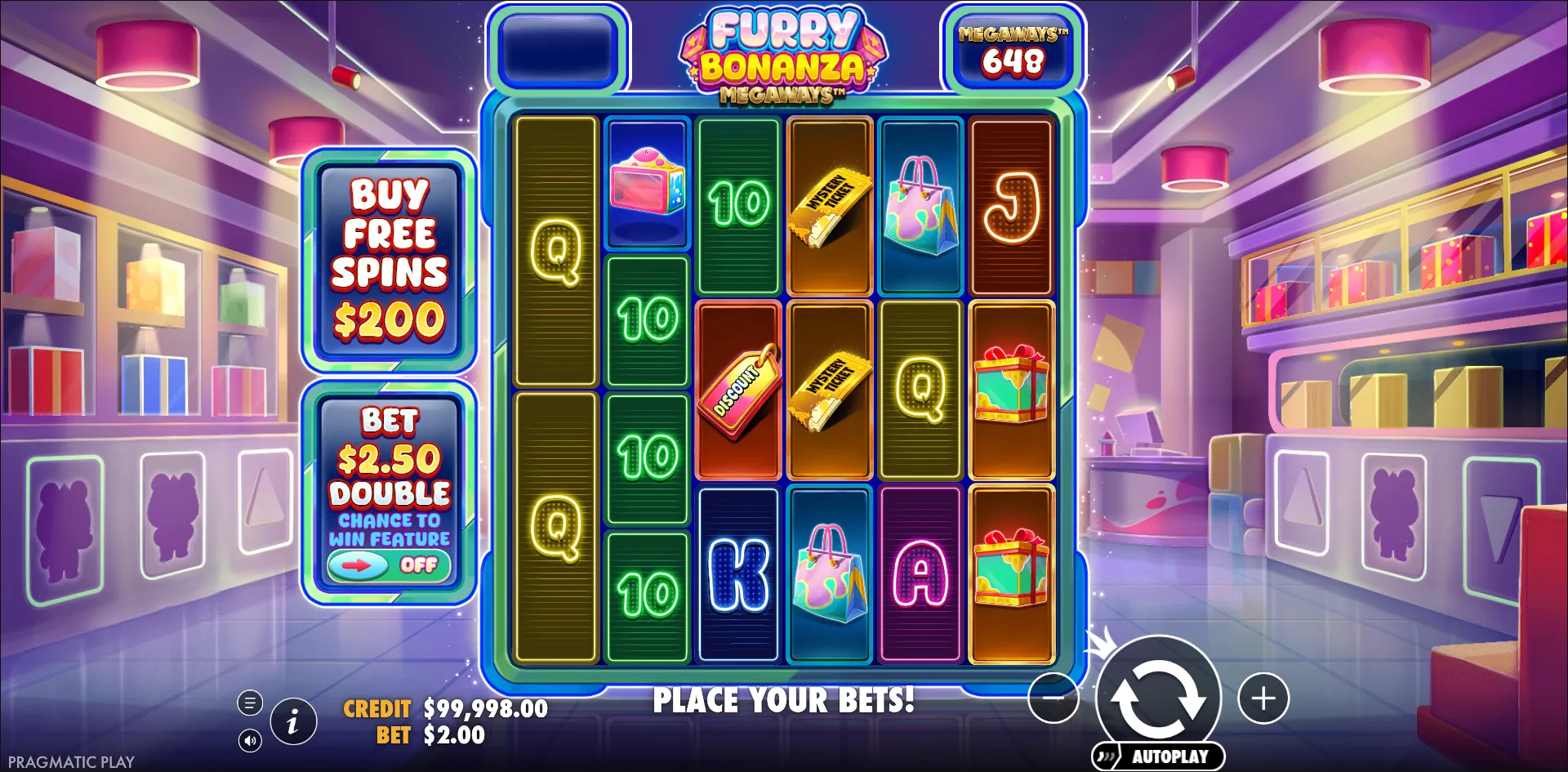 Furry Bonanza Megaways slot gameplay screenshot
