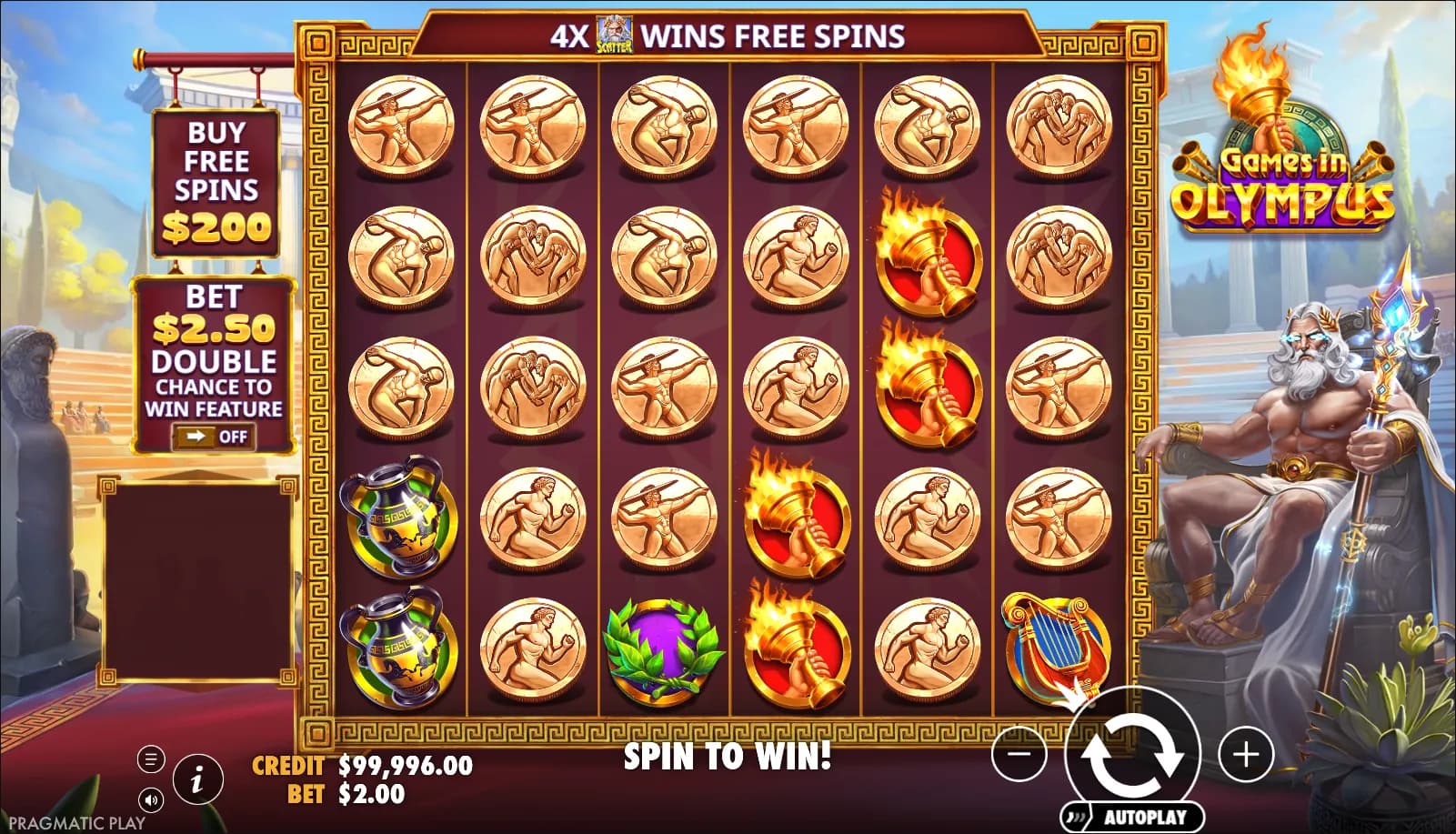 Games in Olympus slot gameplay screenshot