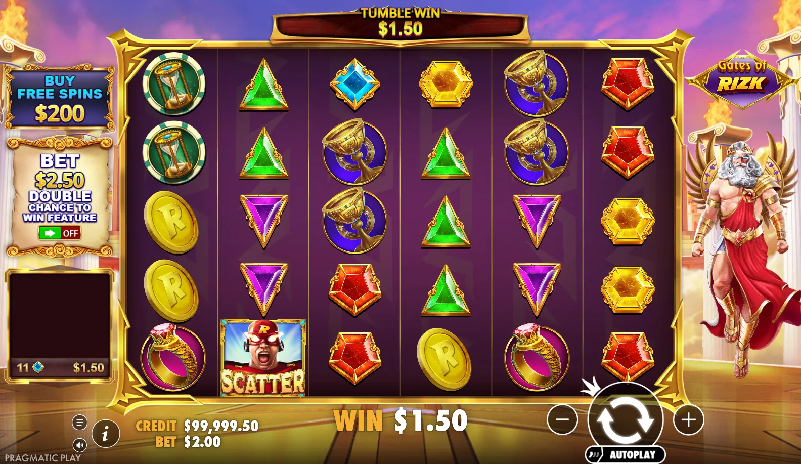Gates of Rizk slot gameplay screenshot
