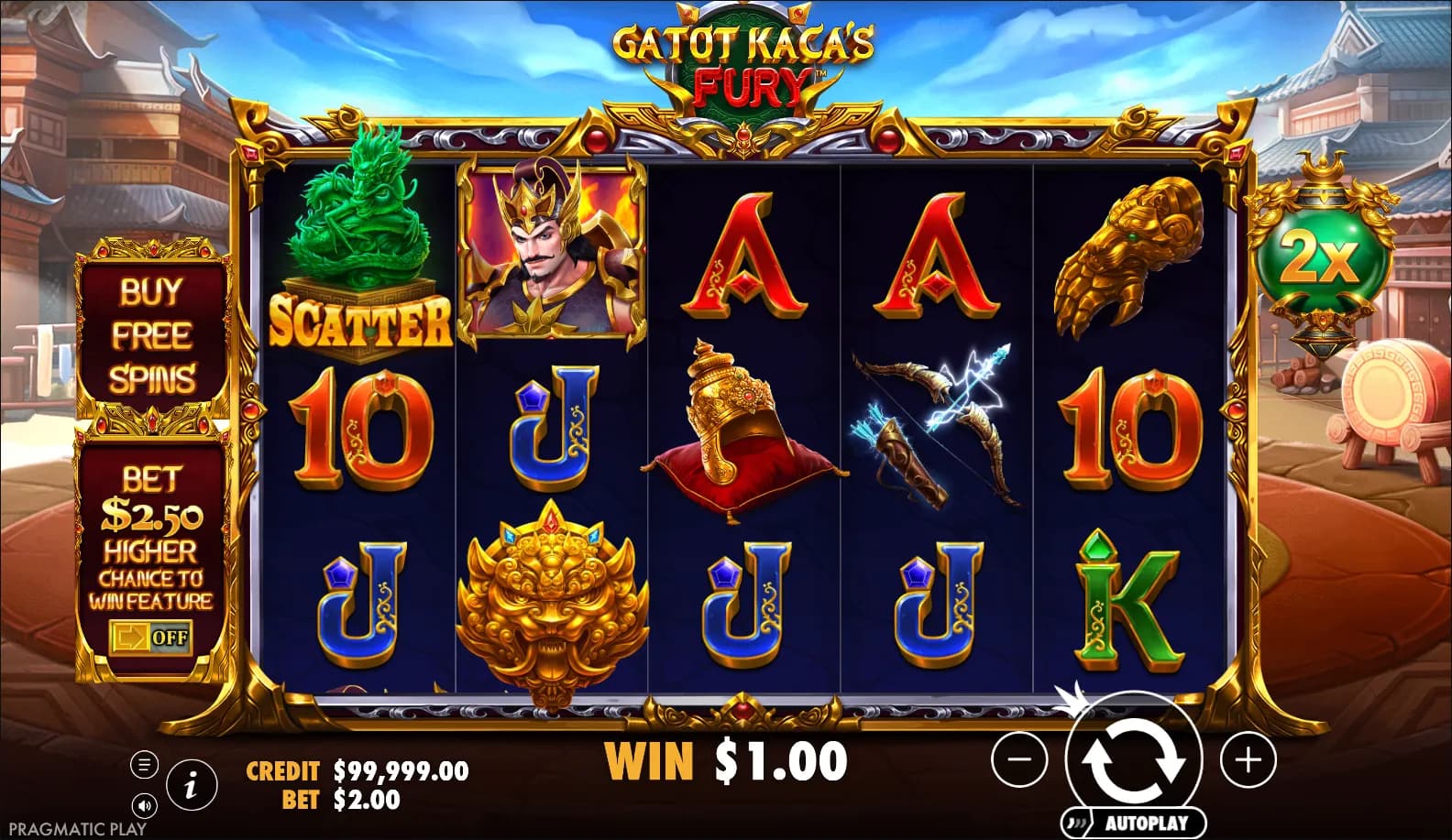Gatot Kaca's Fury slot gameplay screenshot