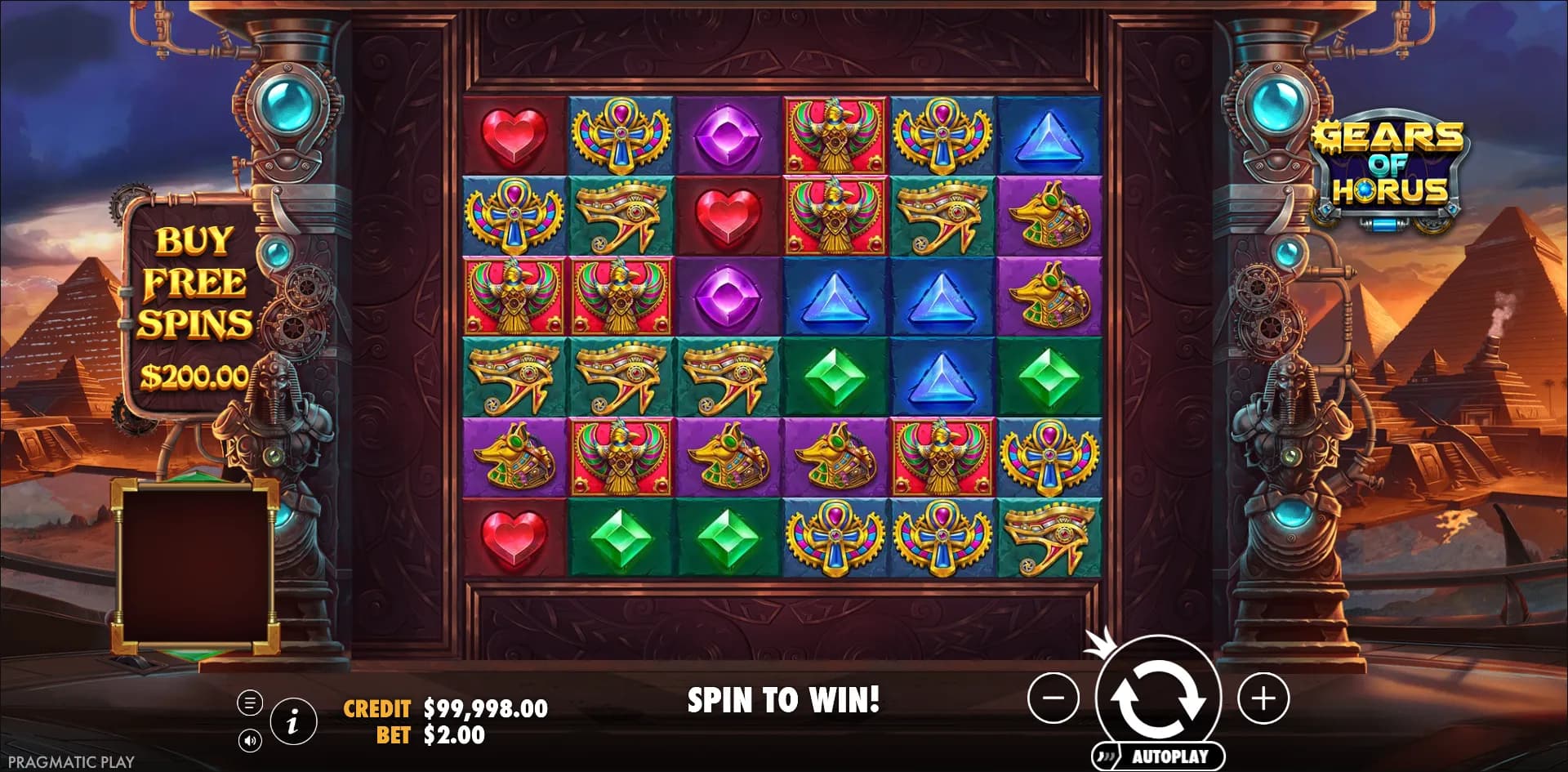 Gears of Horus slot gameplay screenshot