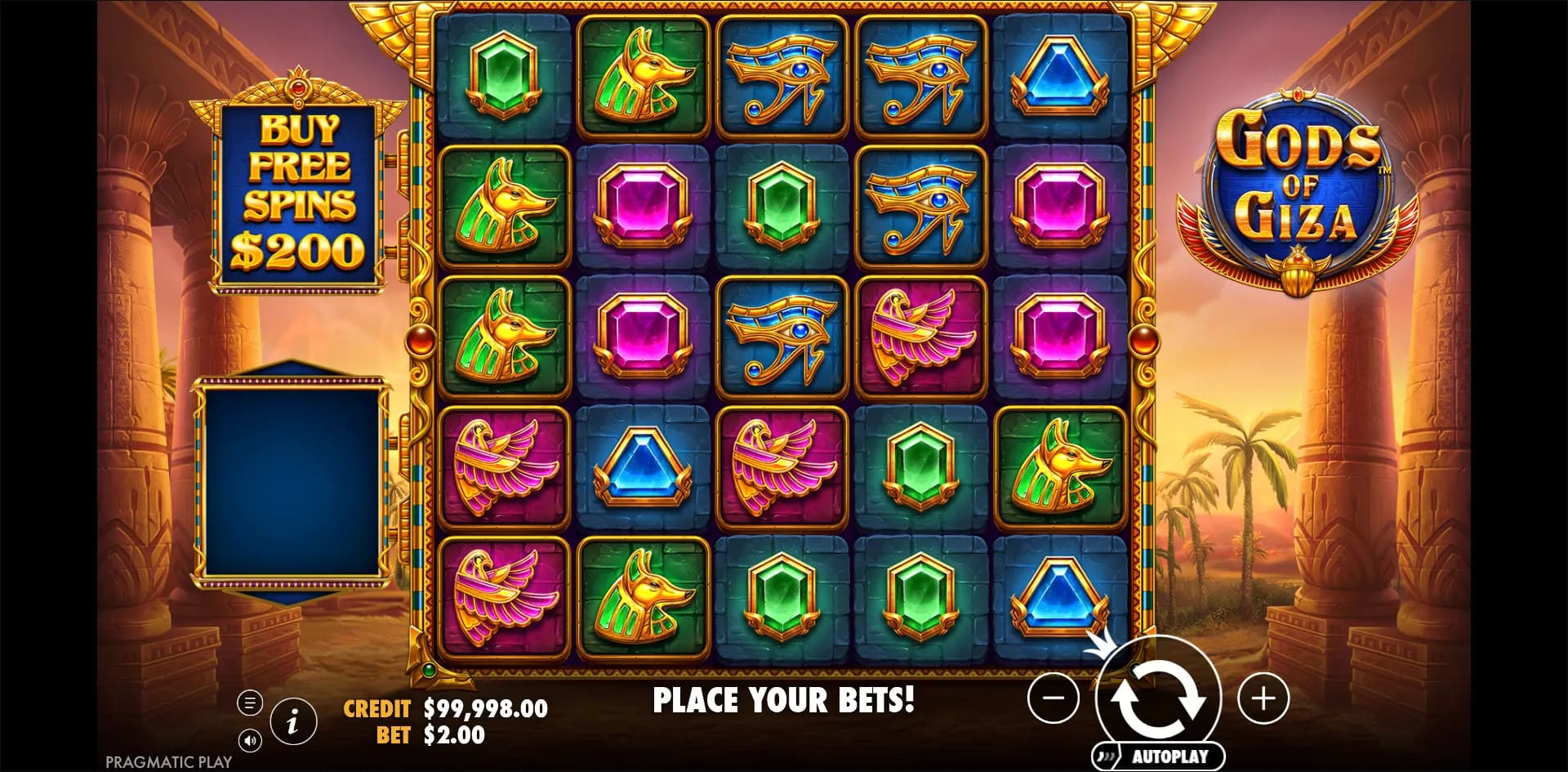 Gods of Giza slot gameplay screenshot