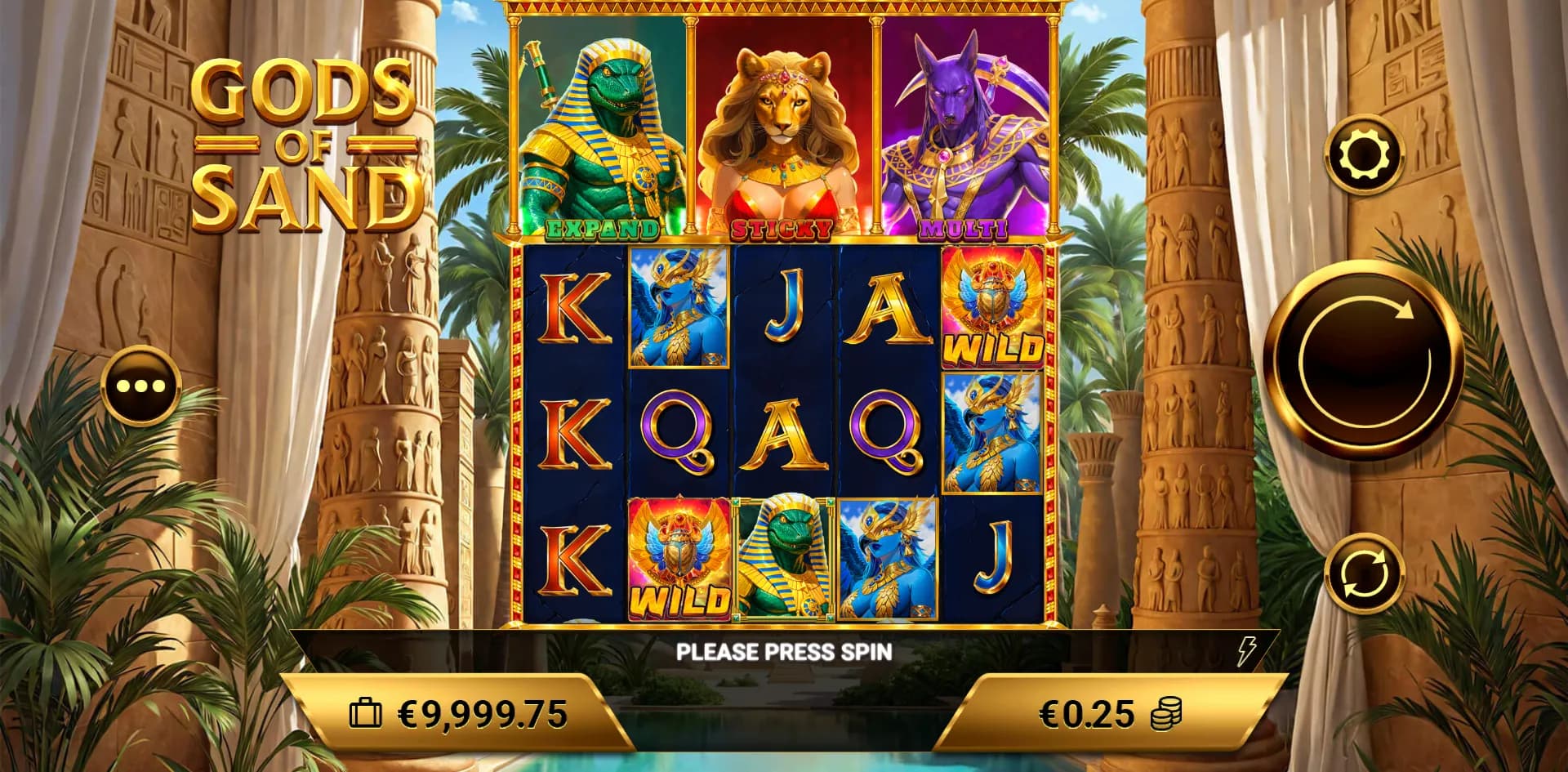 Gods of Sand slot gameplay screenshot