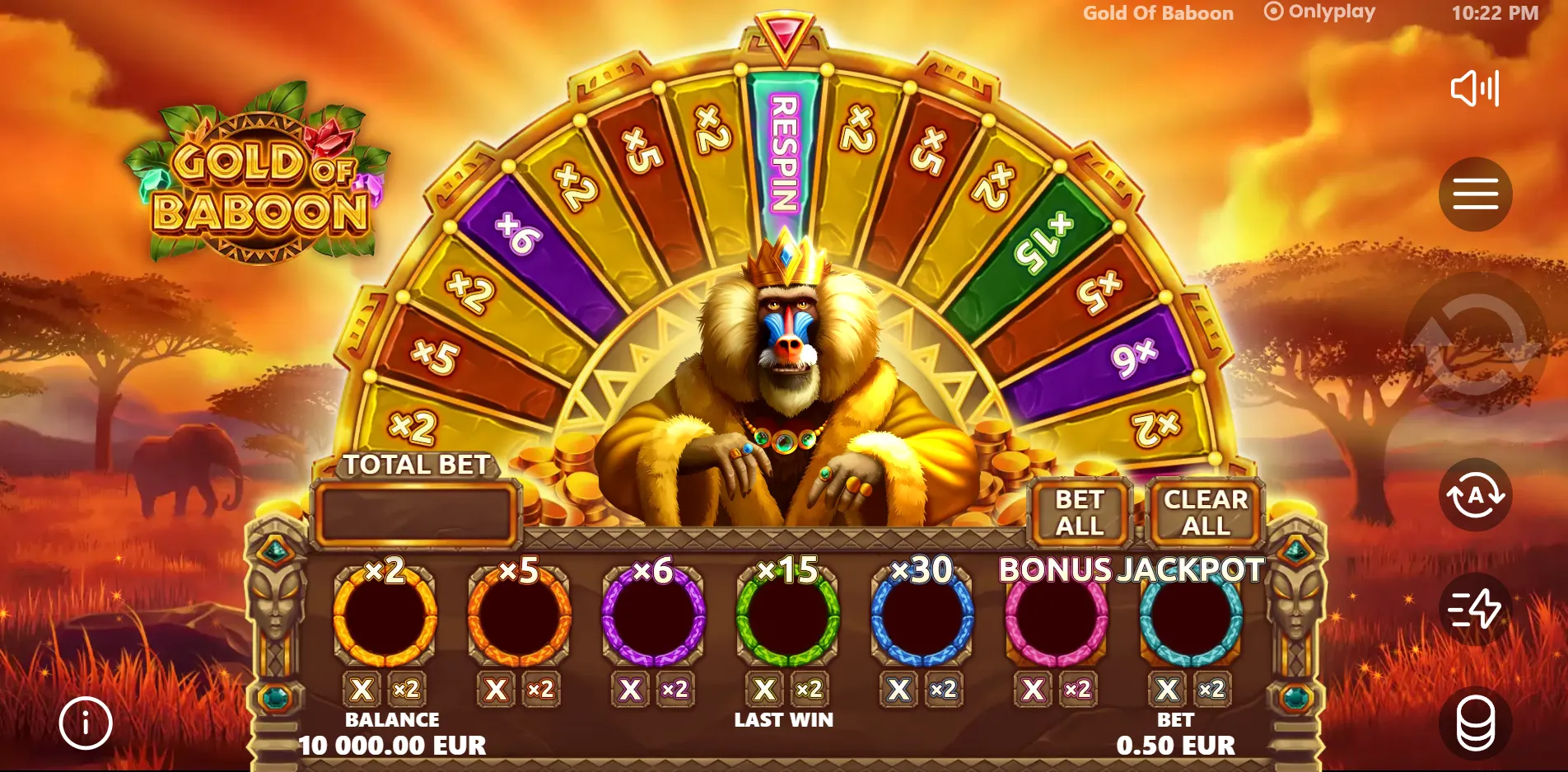 Gold of Baboon slot gameplay screenshot