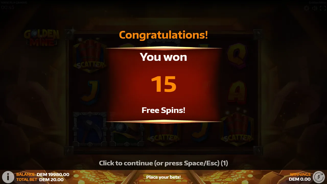 Golden Mine slot gameplay screenshot