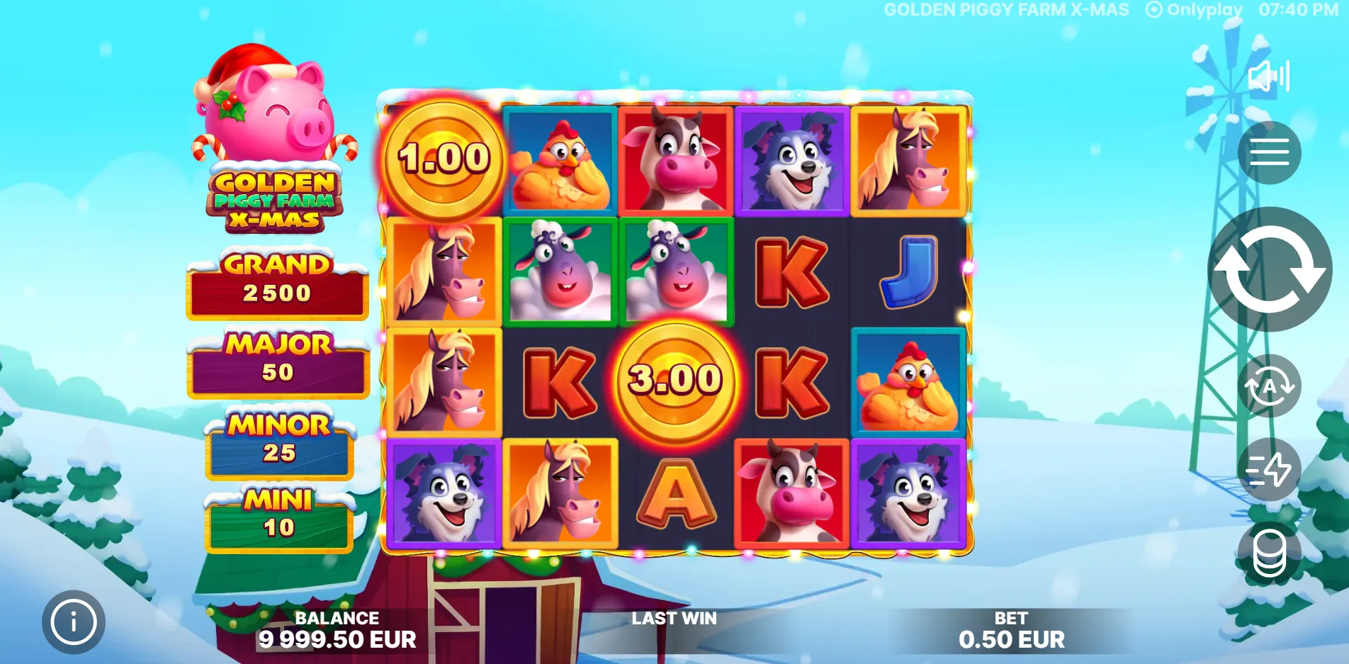 Golden Piggy Farm X-Mas slot gameplay screenshot