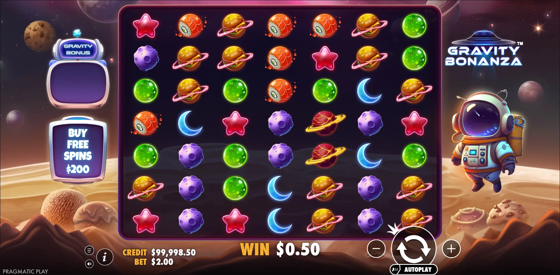 Gravity Bonanza slot gameplay screenshot