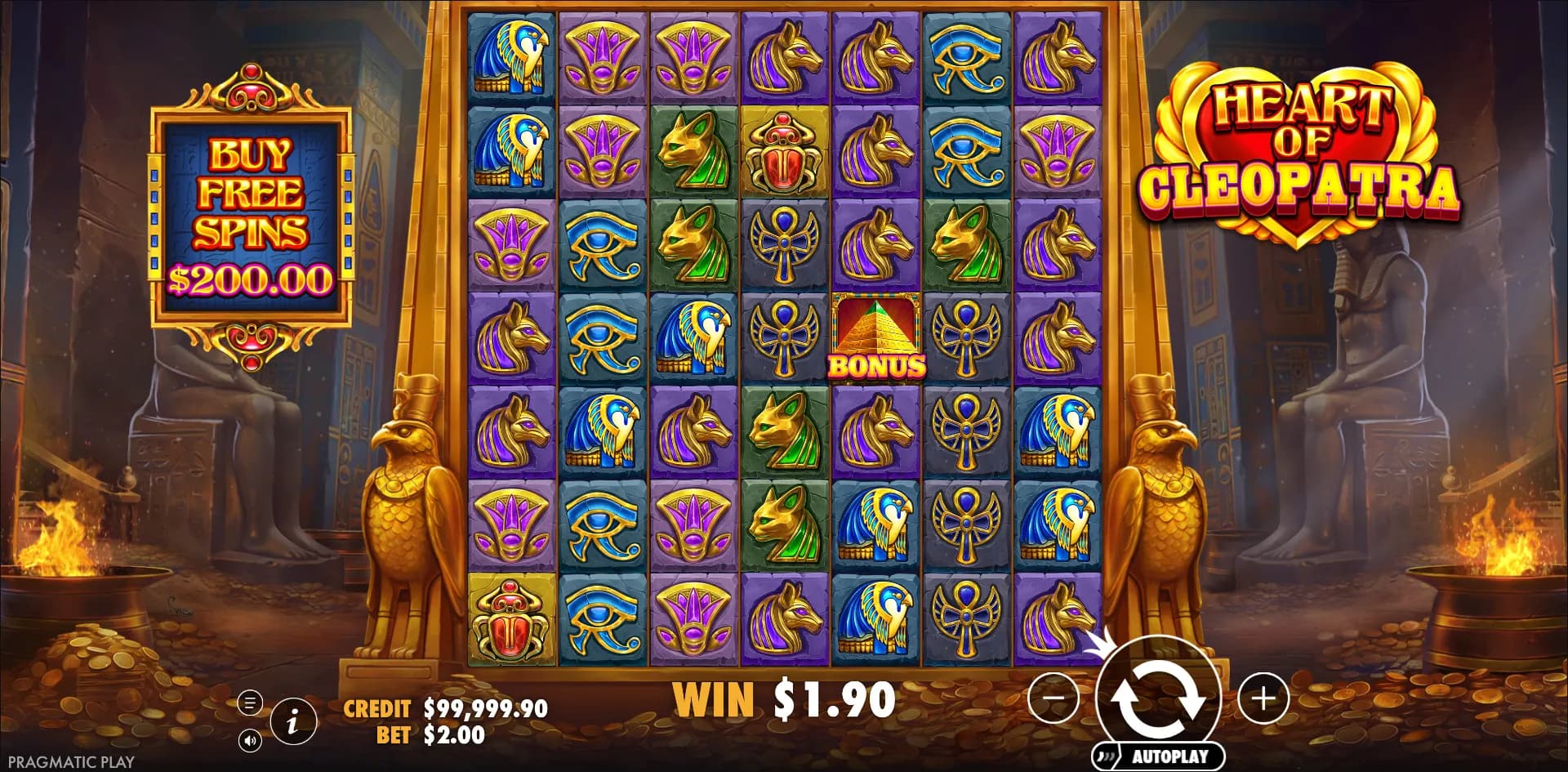 Heart of Cleopatra slot gameplay screenshot