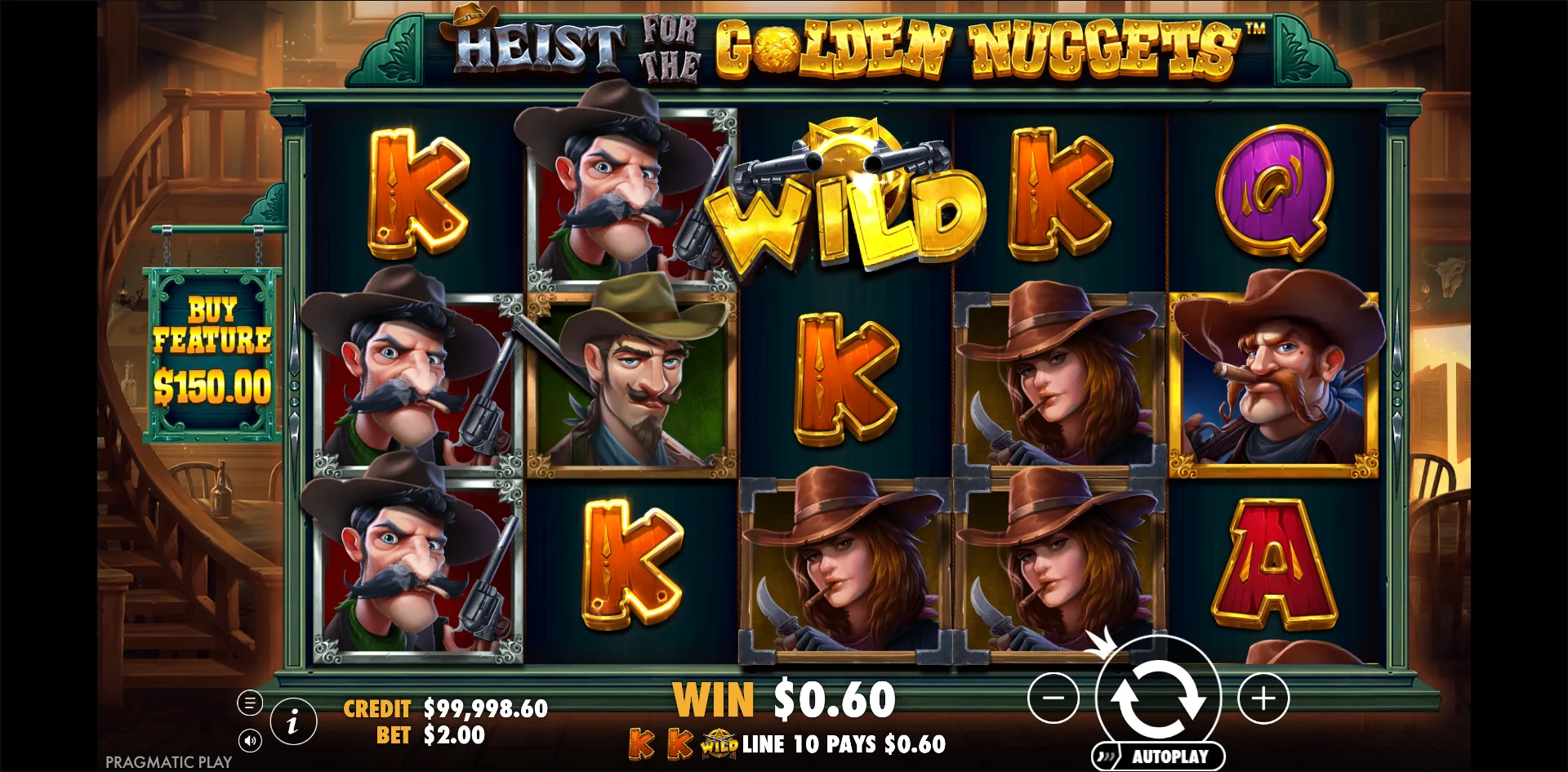 Heist for the Golden Nuggets slot gameplay screenshot