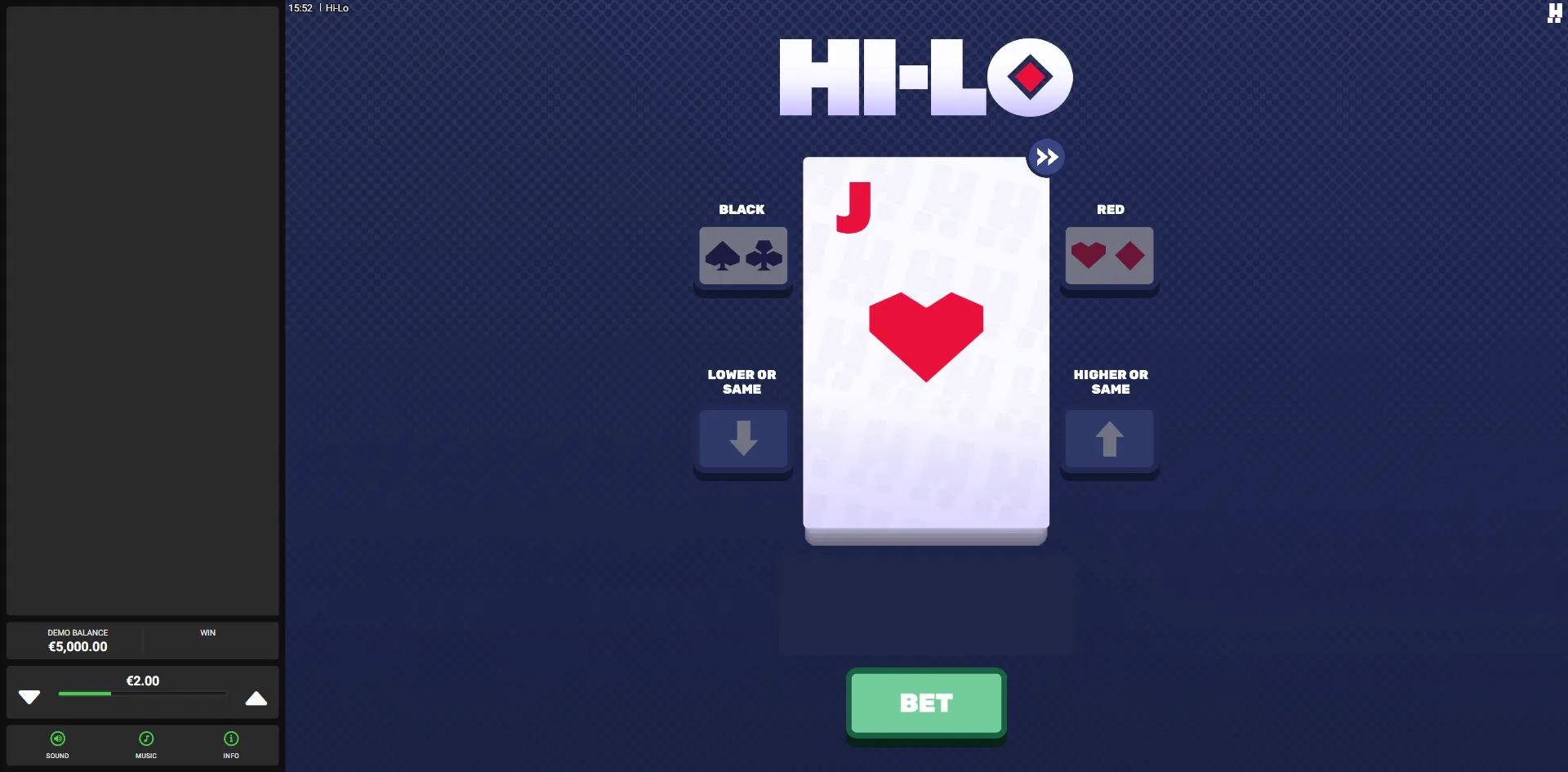Hi-Lo slot gameplay screenshot