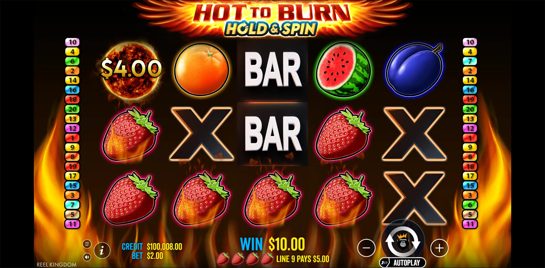 Hot to Burn Hold and Spin slot gameplay screenshot
