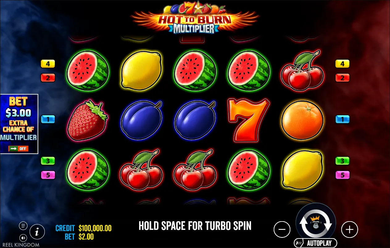 Hot to Burn Multiplier slot gameplay screenshot