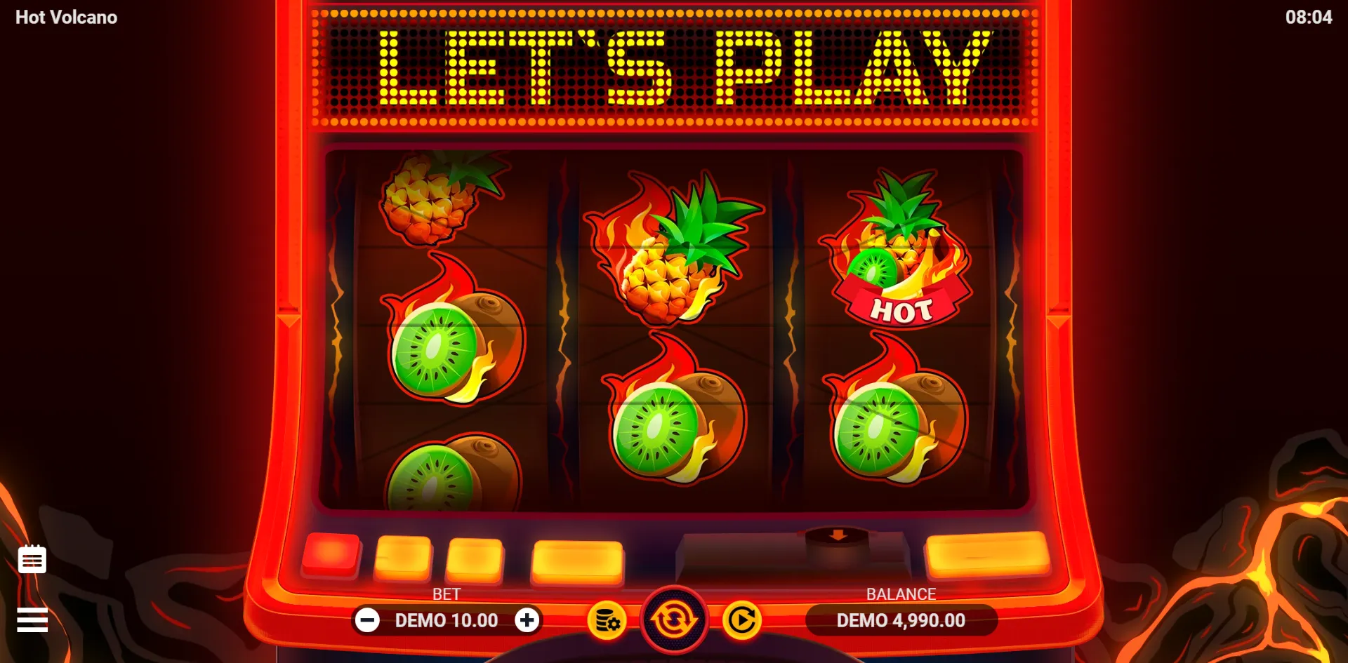 Hot Volcano slot gameplay screenshot