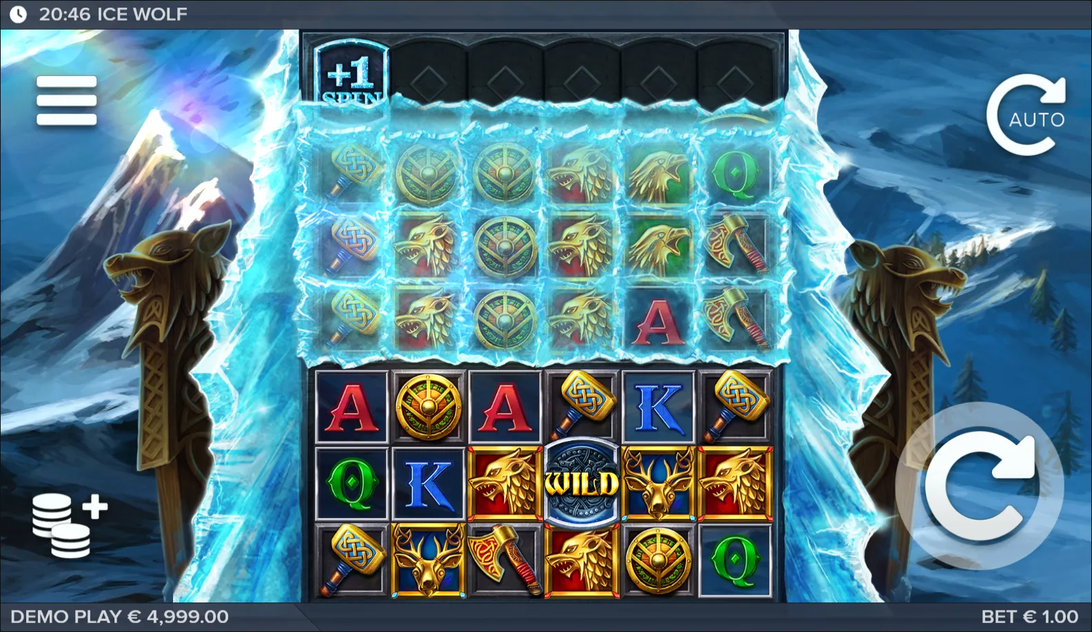 Ice Wolf slot gameplay screenshot