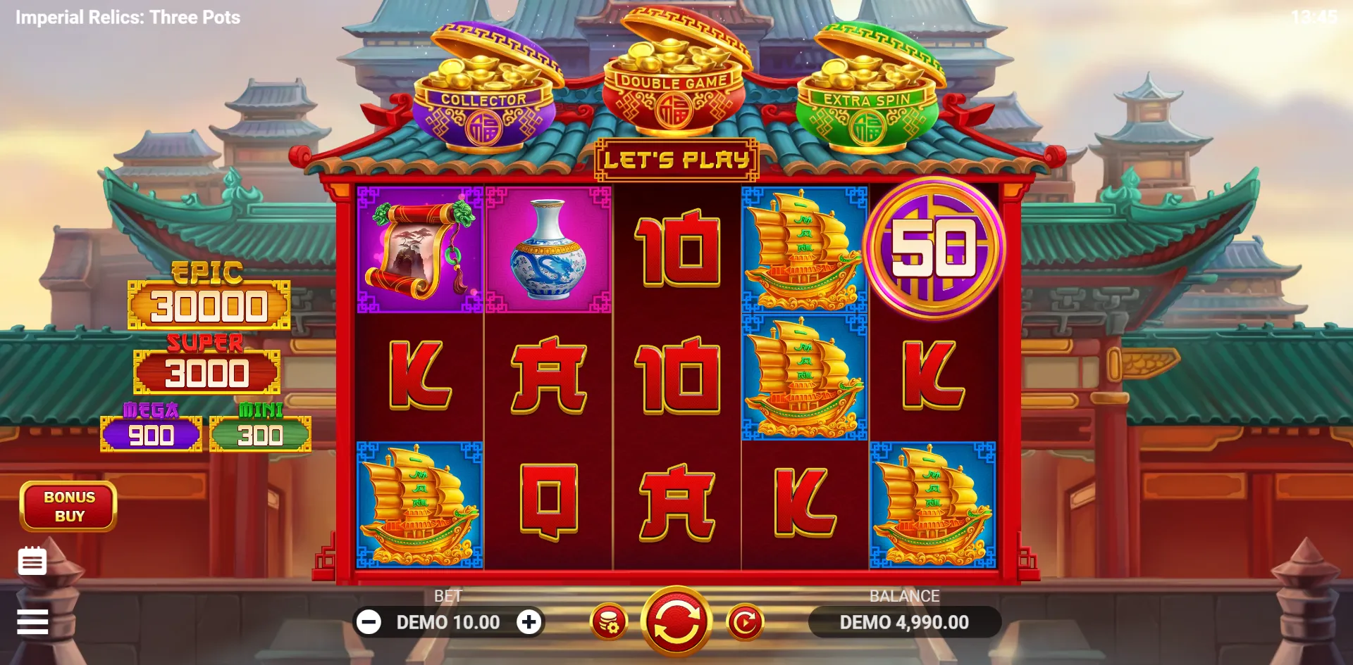 Imperial Relics: Three Pots slot gameplay screenshot