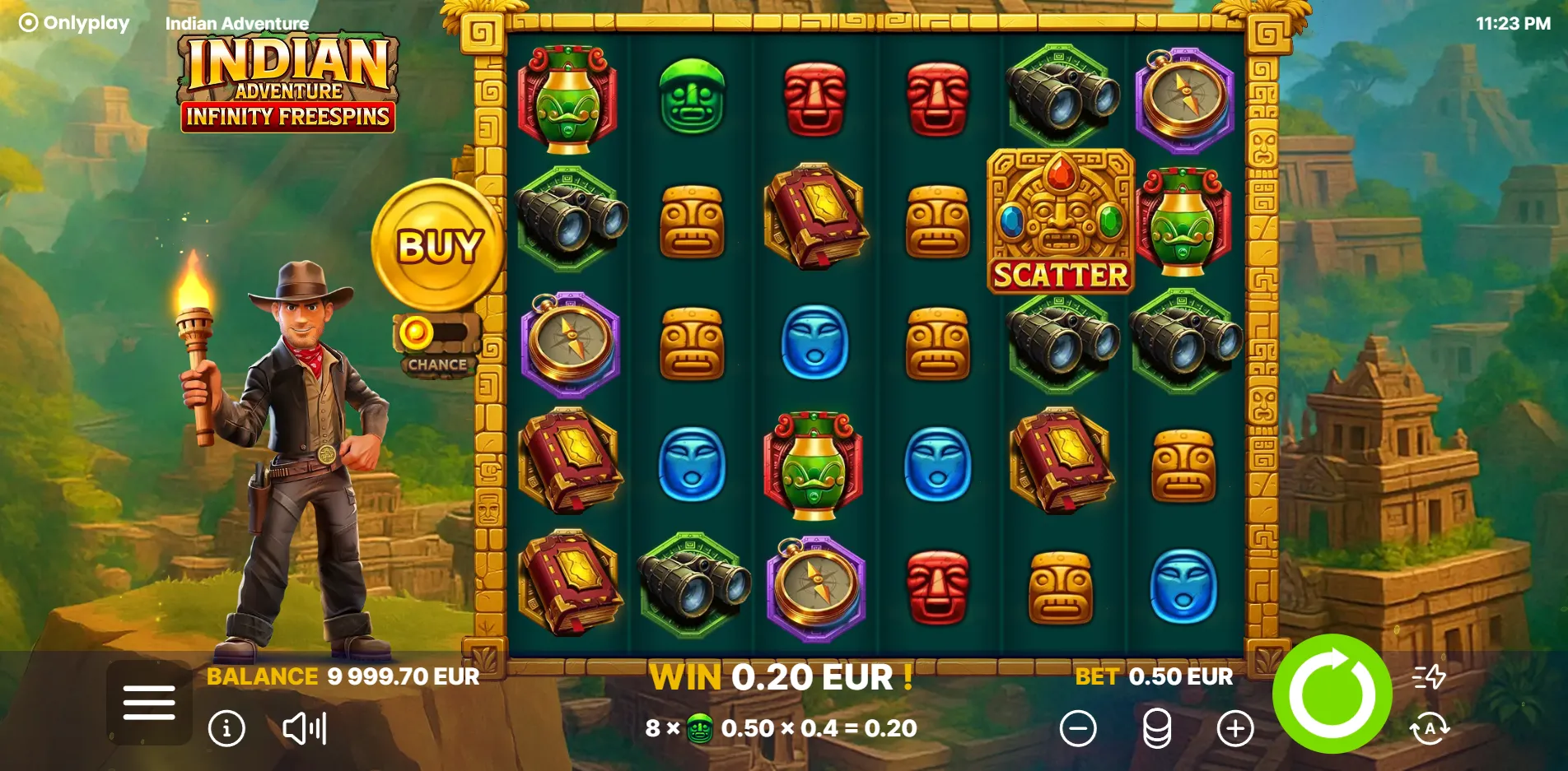 Indian Adventure: Infinity Freespins slot gameplay screenshot