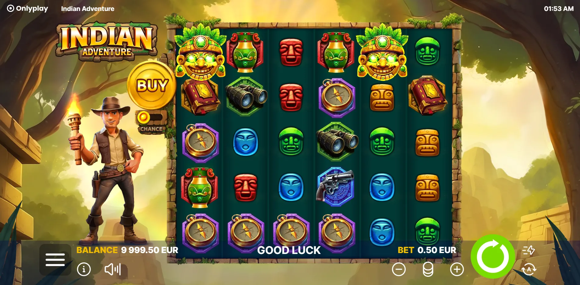 Indian Adventure slot gameplay screenshot