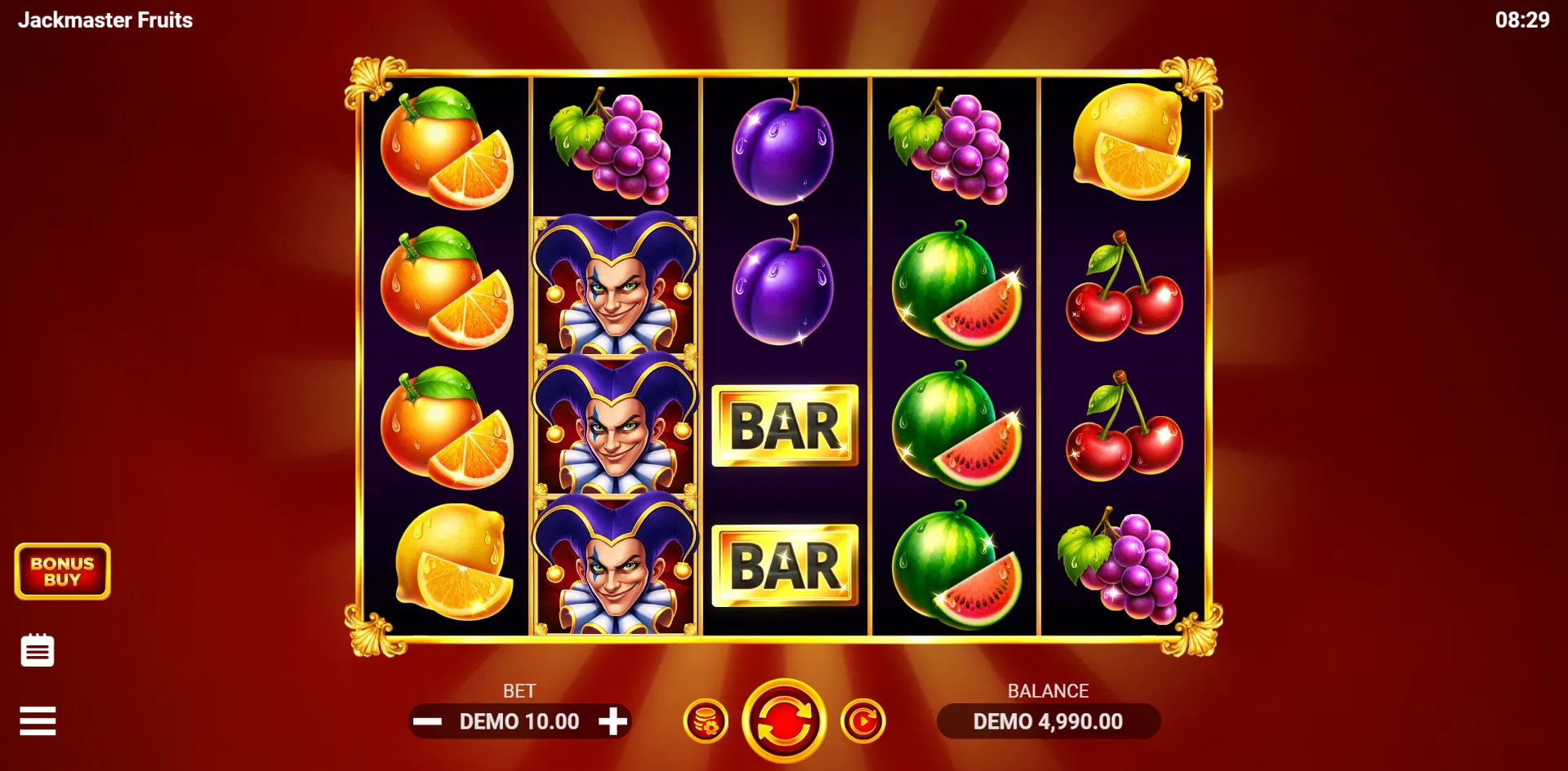 Jackmaster Fruits slot gameplay screenshot