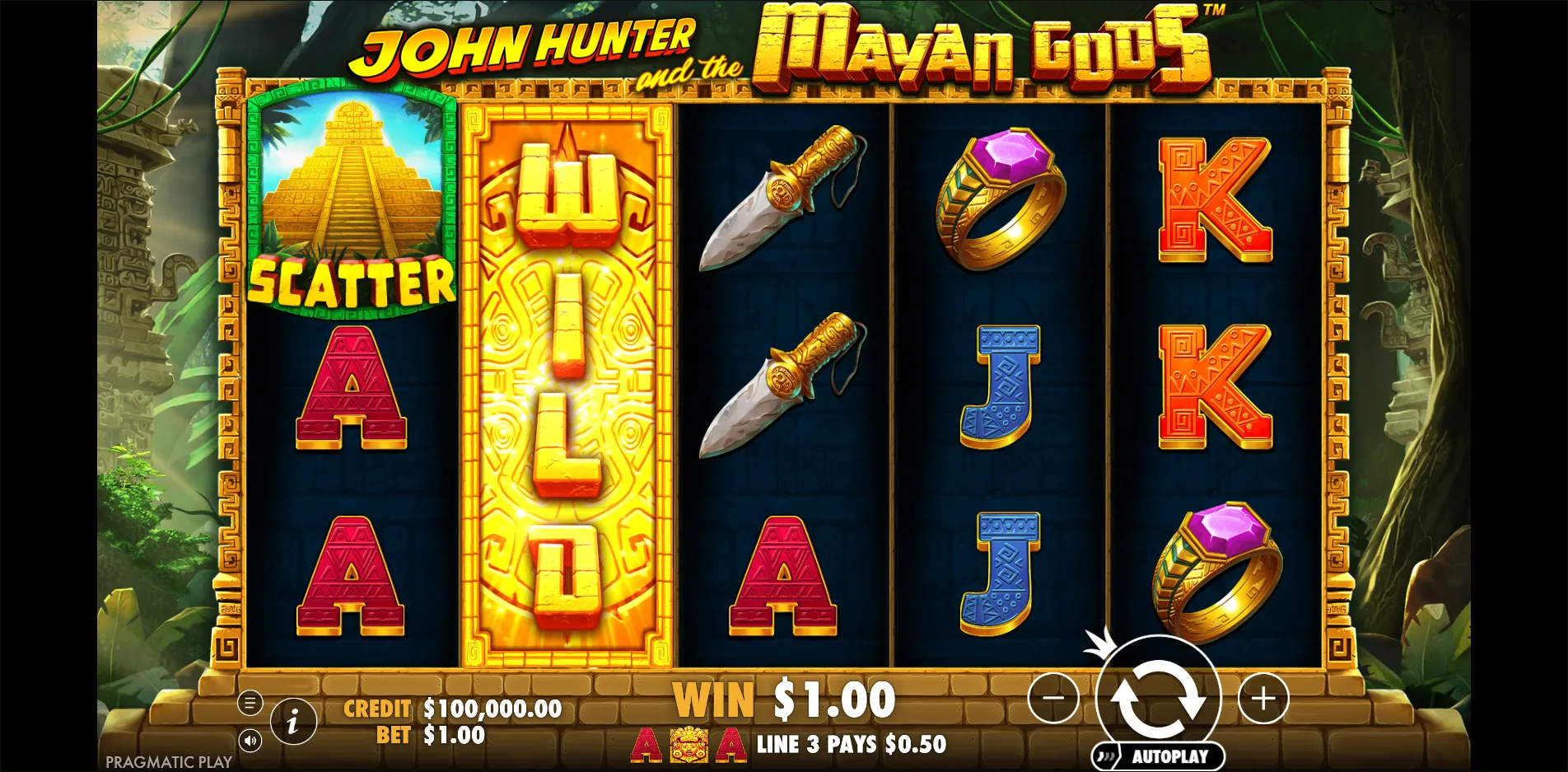 John Hunter and the Mayan Gods slot gameplay screenshot