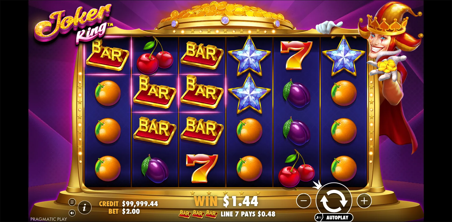 Joker King slot gameplay screenshot