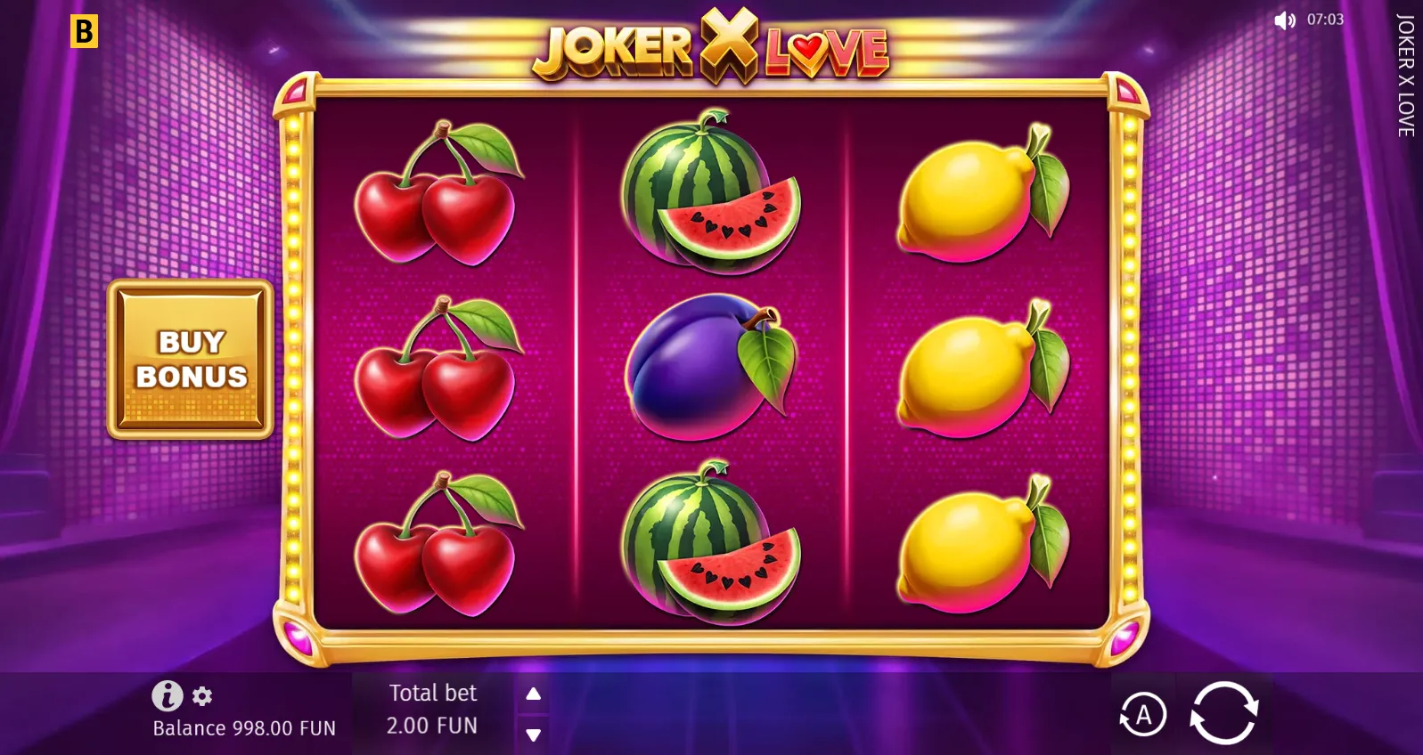 Joker X Love slot gameplay screenshot