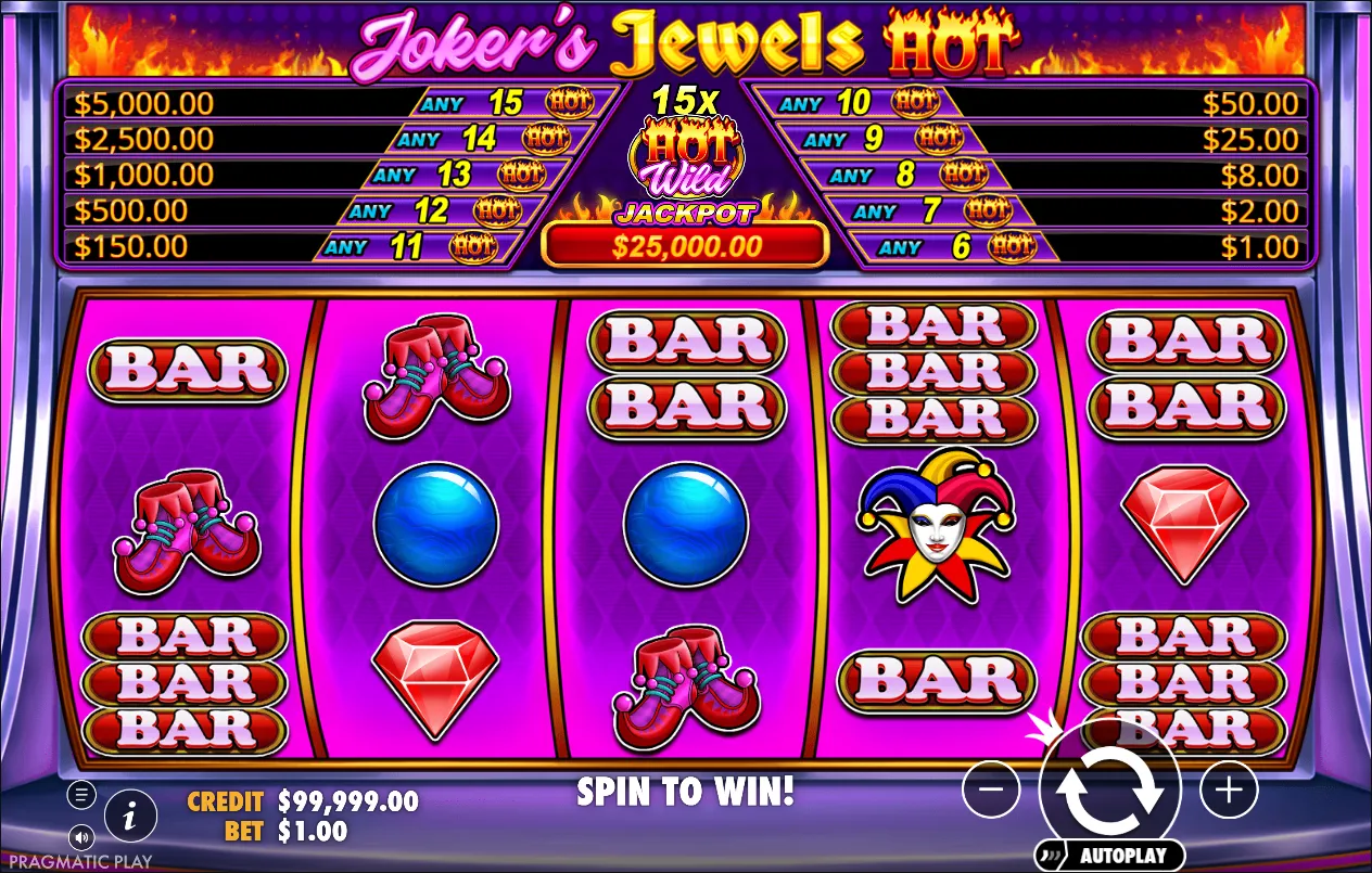 Joker's Jewels Hot slot gameplay screenshot