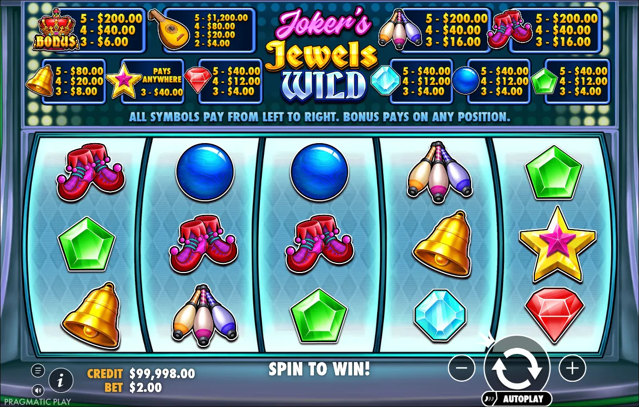 Joker's Jewels Wild slot gameplay screenshot