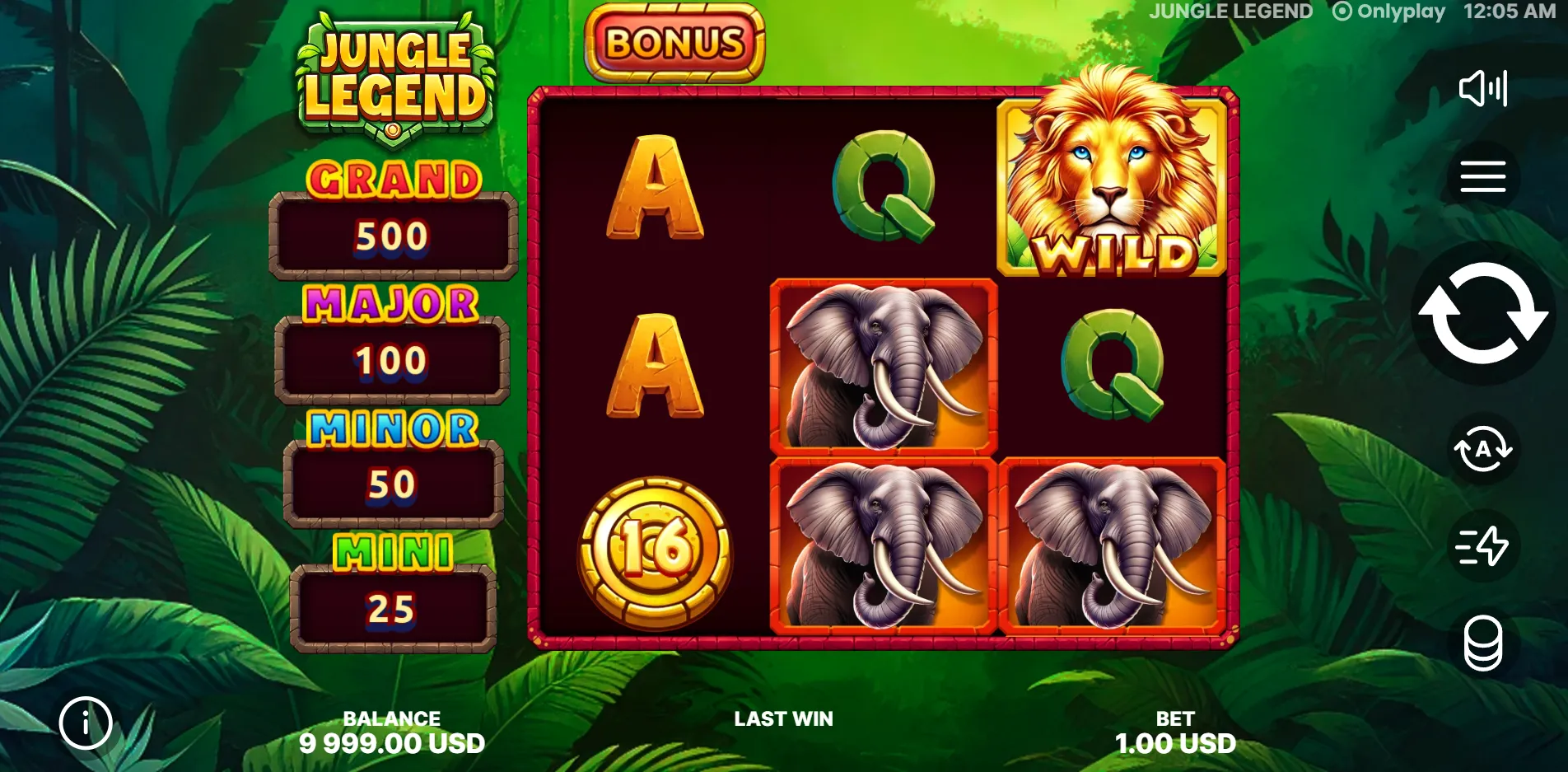 Jungle Legend slot gameplay screenshot