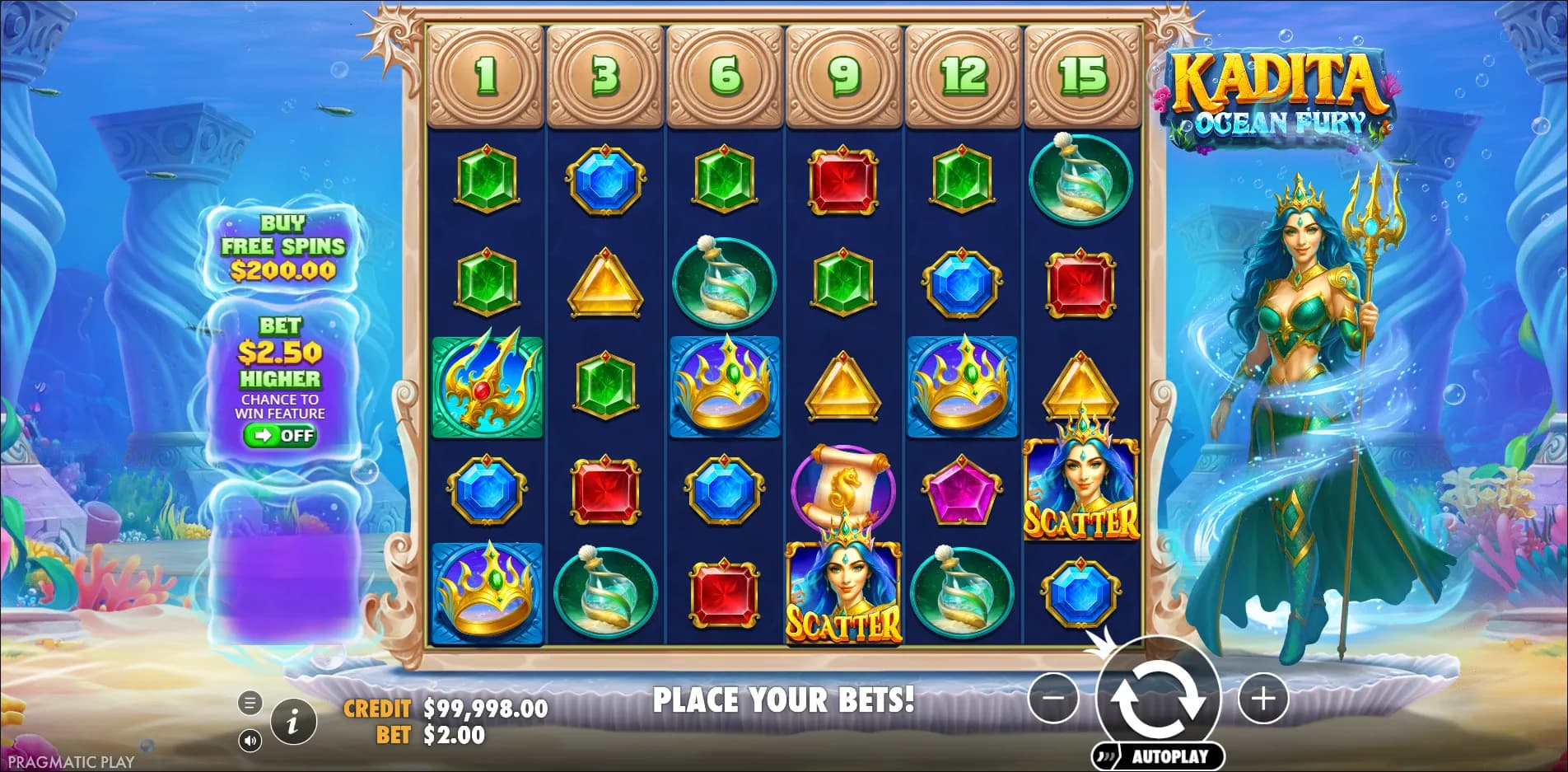 Kadita Ocean Fury slot gameplay screenshot