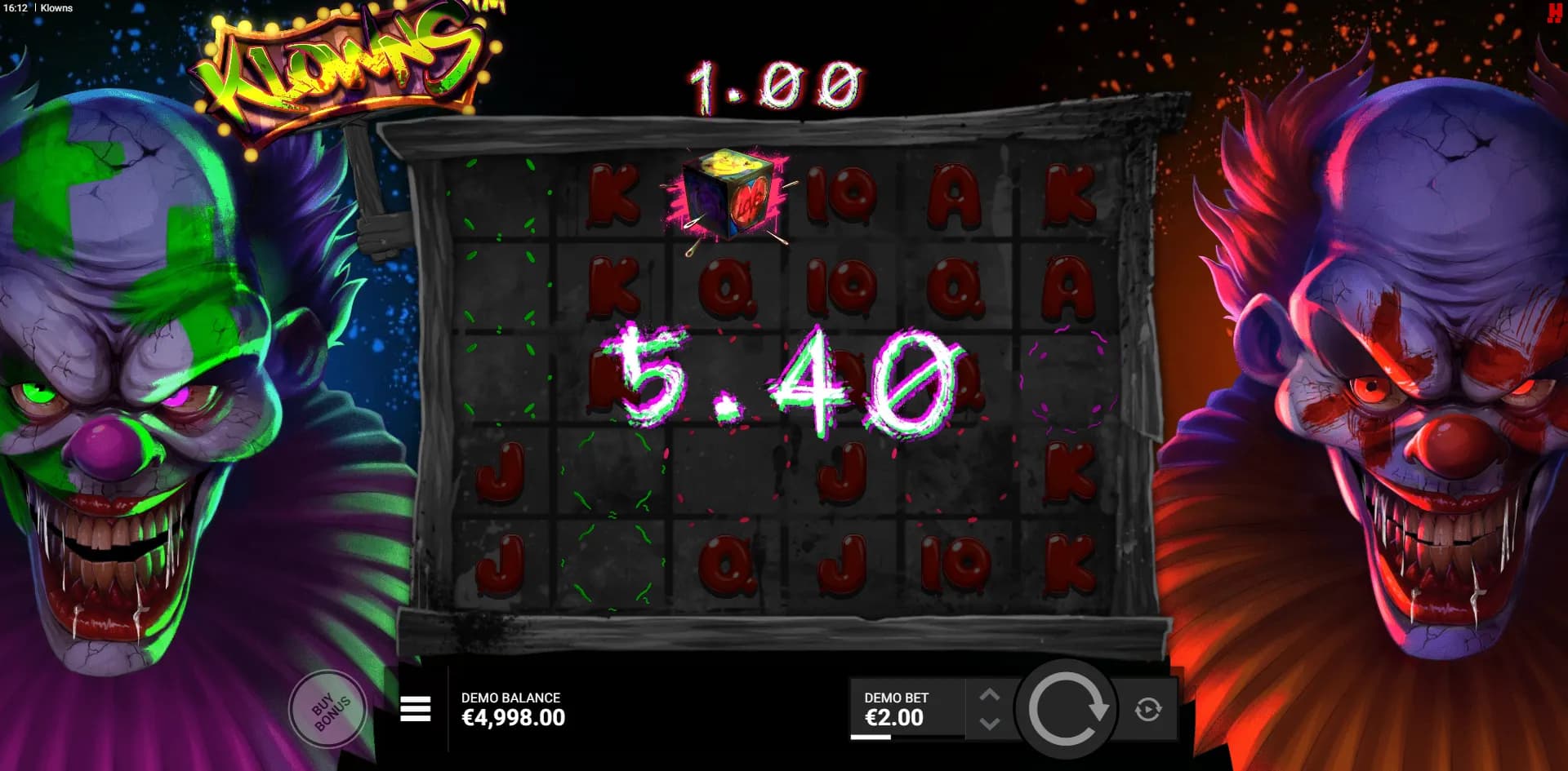 Klowns slot gameplay screenshot